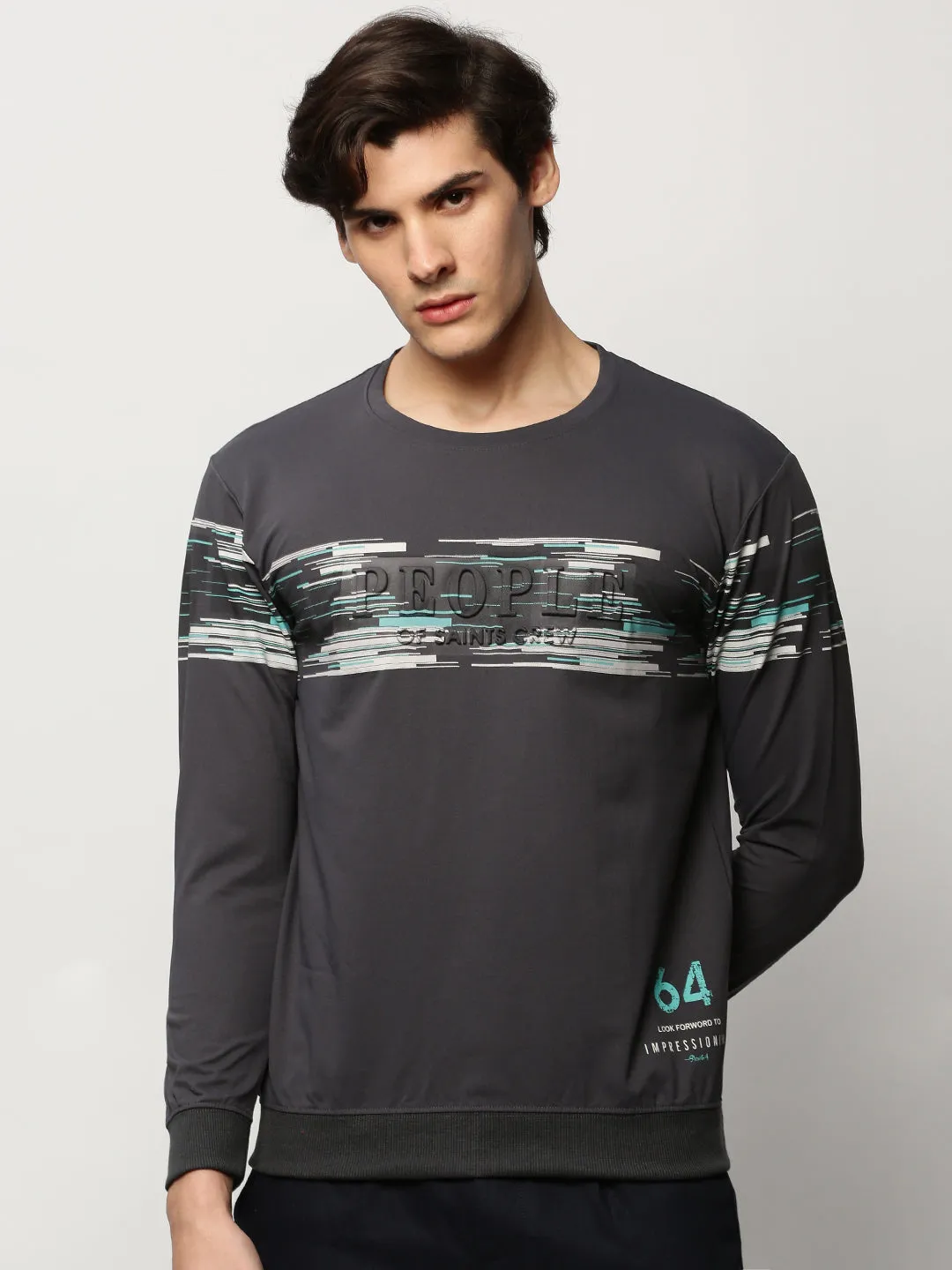 Men's Grey Graphic Printed Cotton Pullover product ethnic authenticity