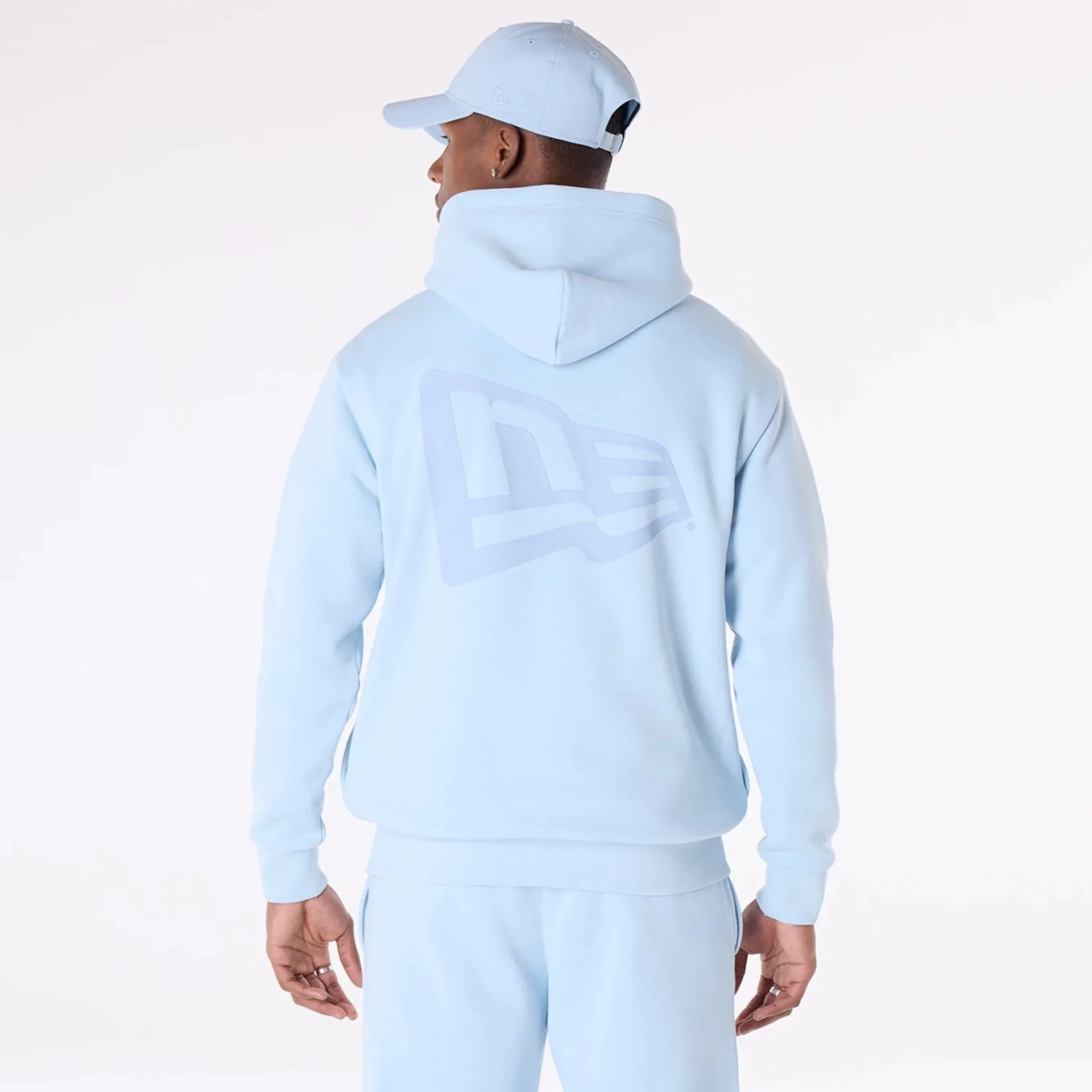 New Era Flag Pastel Blue Oversized Pullover Hoodie Layer Up