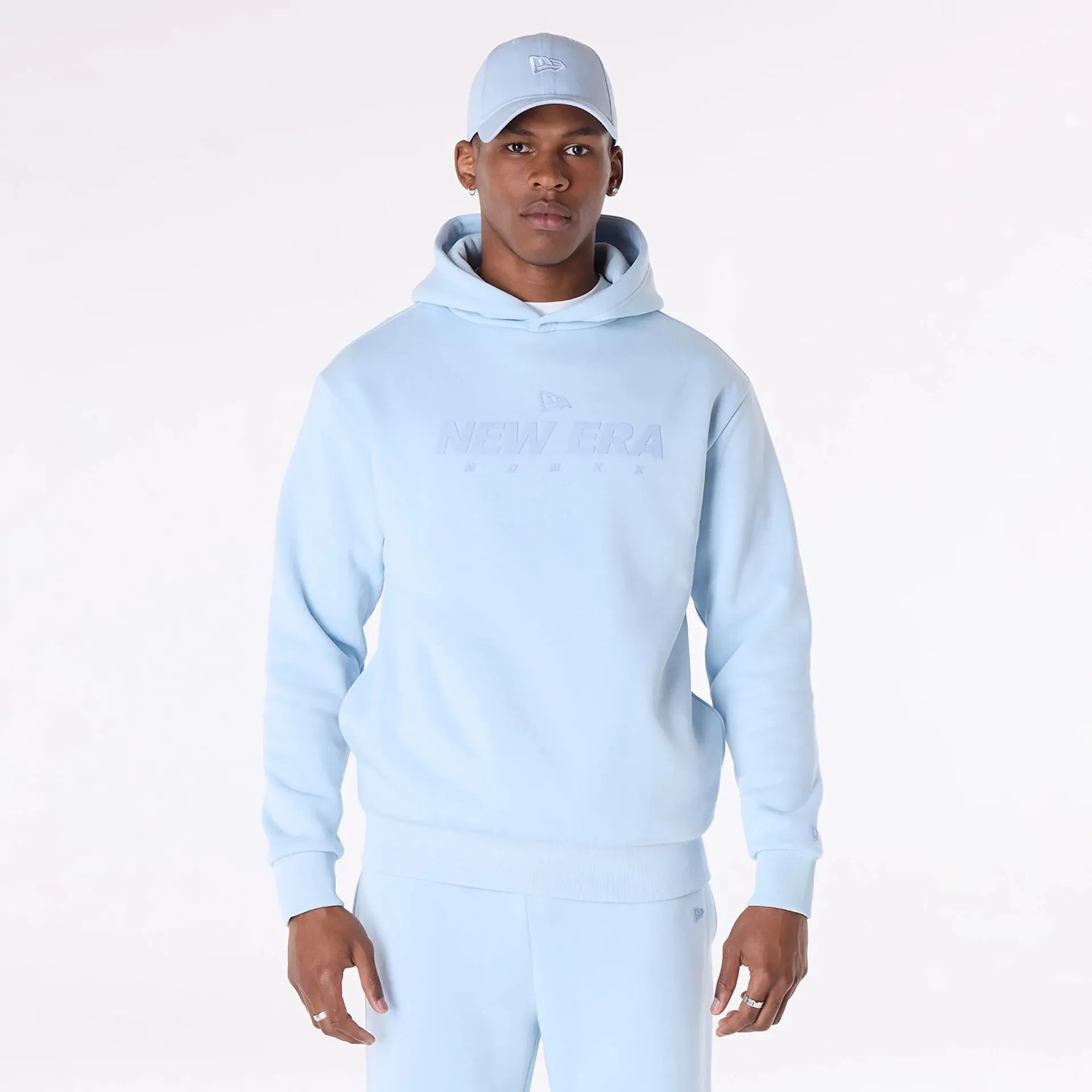 New Era Flag Pastel Blue Oversized Pullover Hoodie Water Resistant Trendy Wearable