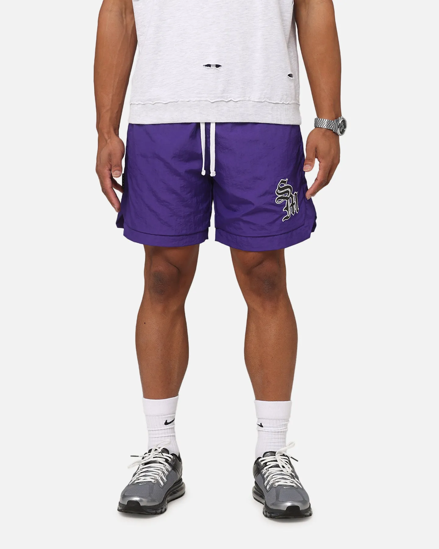 Chilly Weather back-to-school Saint Morta Gothic Monogram Nylon Shorts Purple