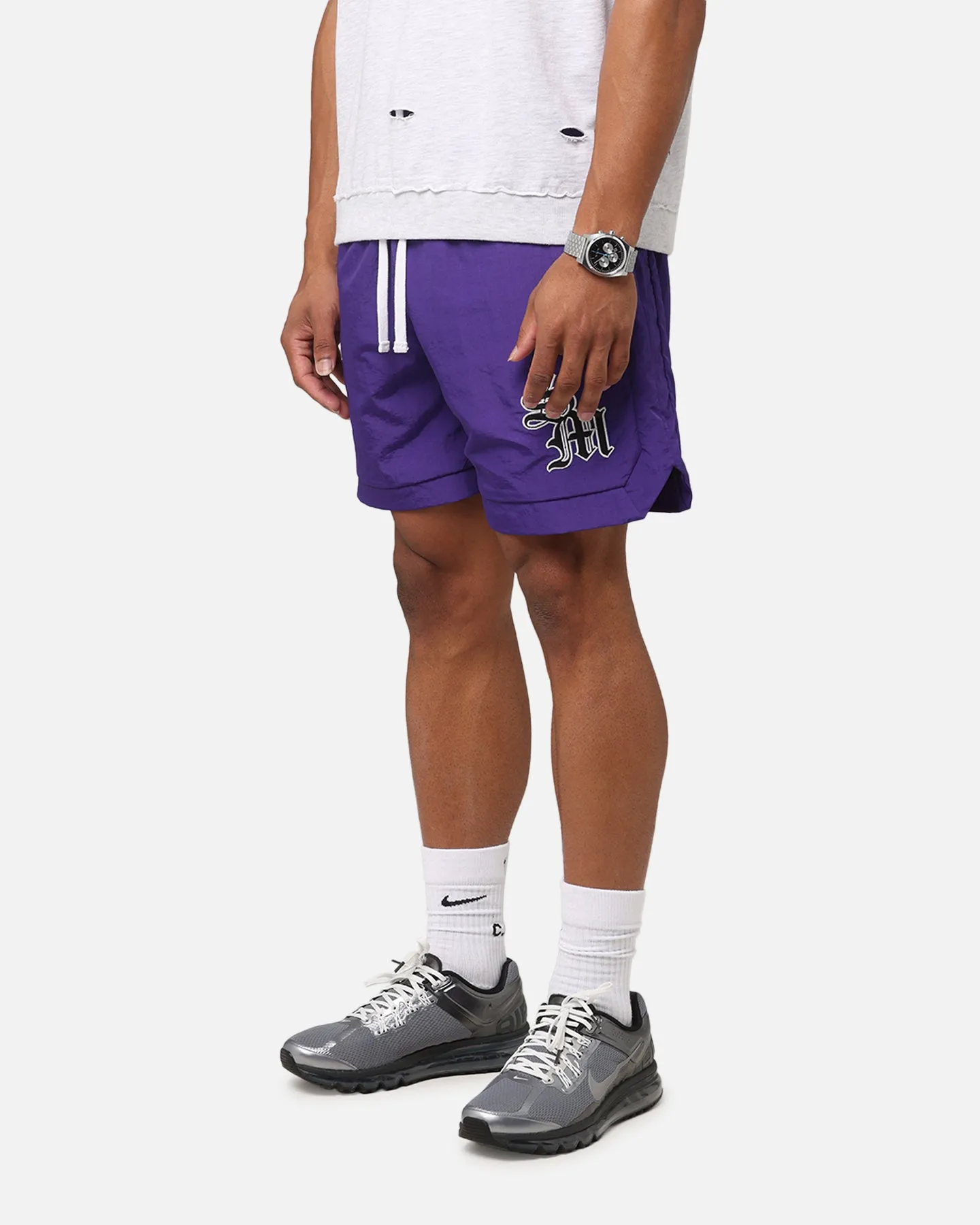 Saint Morta Gothic Monogram Nylon Shorts Purple Outdoor Apparel