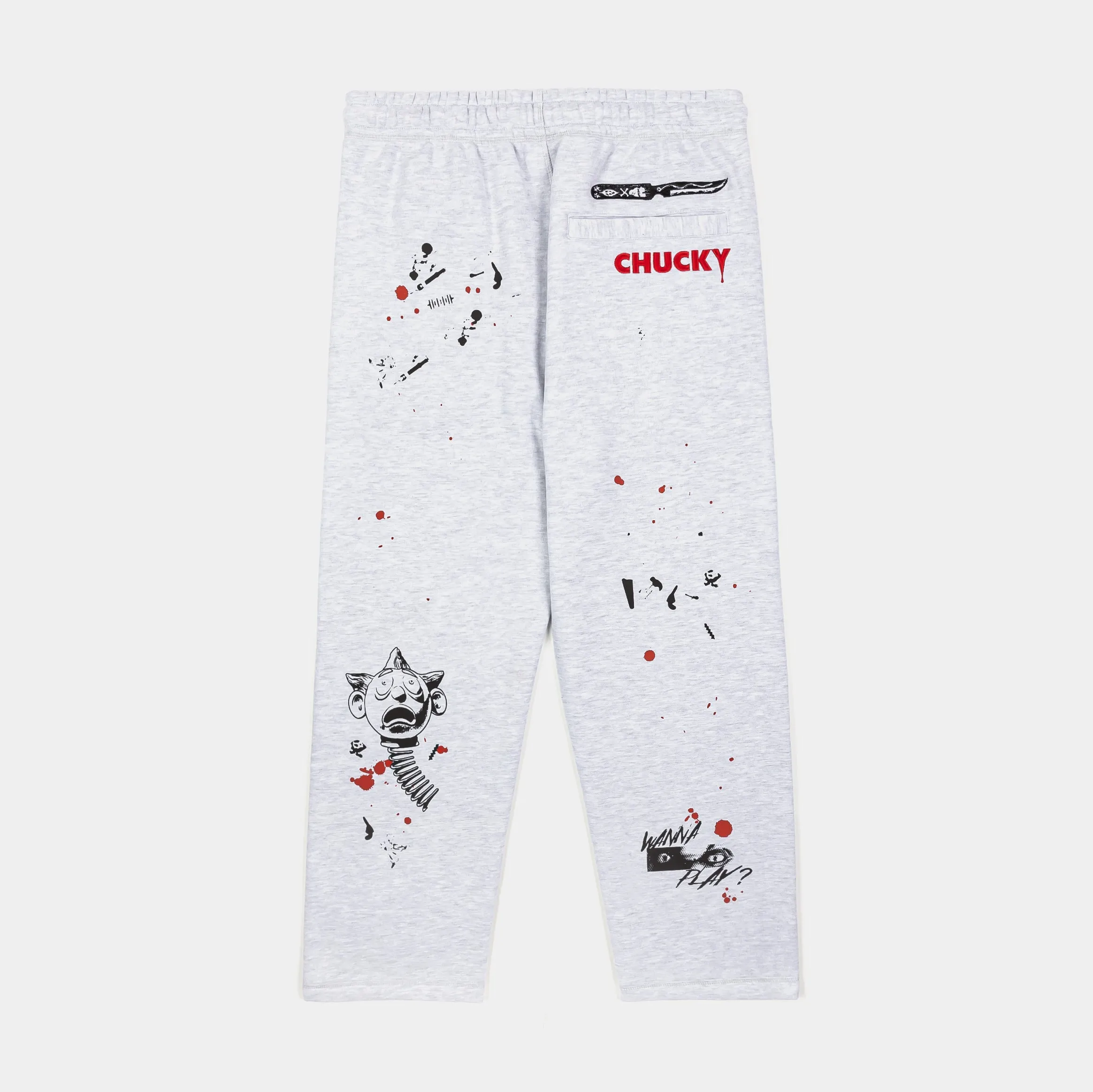 Body Movement Breathable Motion SP x Chucky Its Playtime Fleece Mens Sweatpants (Grey/Red)
