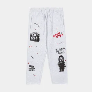 Recycled Polyester Blend Movement Ready SP x Chucky Its Playtime Fleece Mens Sweatpants (Grey/Red)