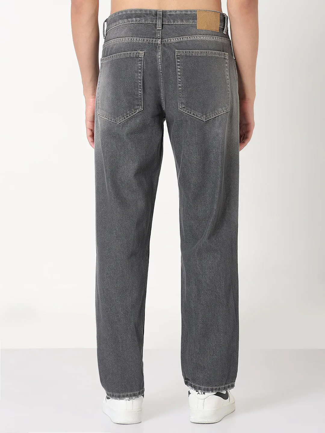 Artist Vibe Work Meeting Casual Men's Grey Washed Slim Fit Jeans