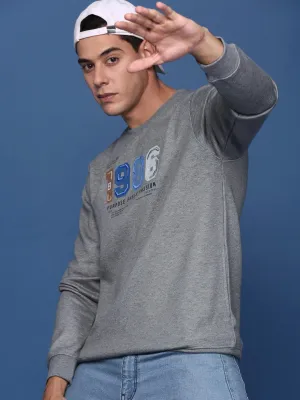 Men's Round Neck Solid Grey Cotton Pullover Stylish Hoodie