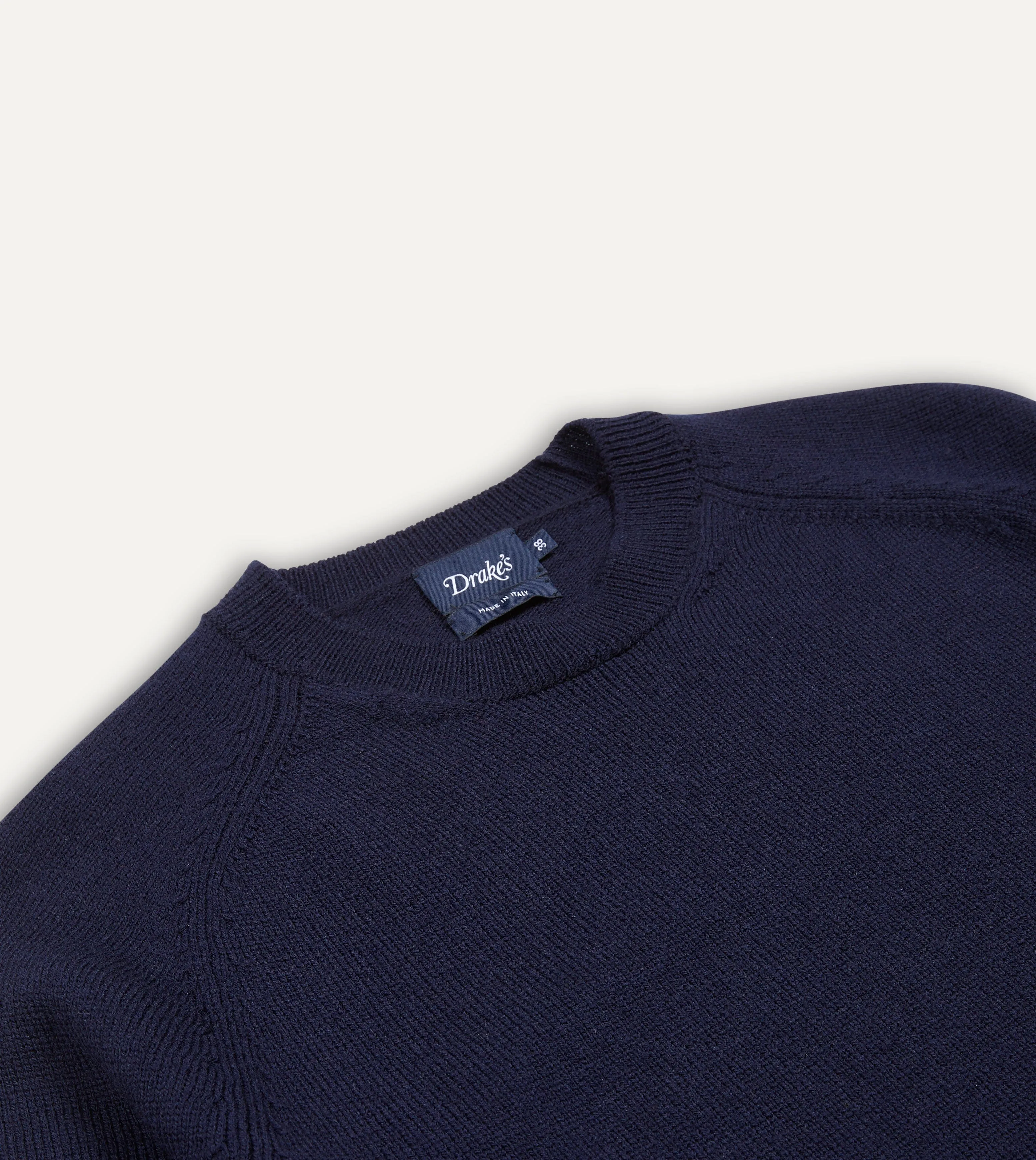 Textured Surface Fresh Casual Wear Navy Merino Crew Neck Jumper