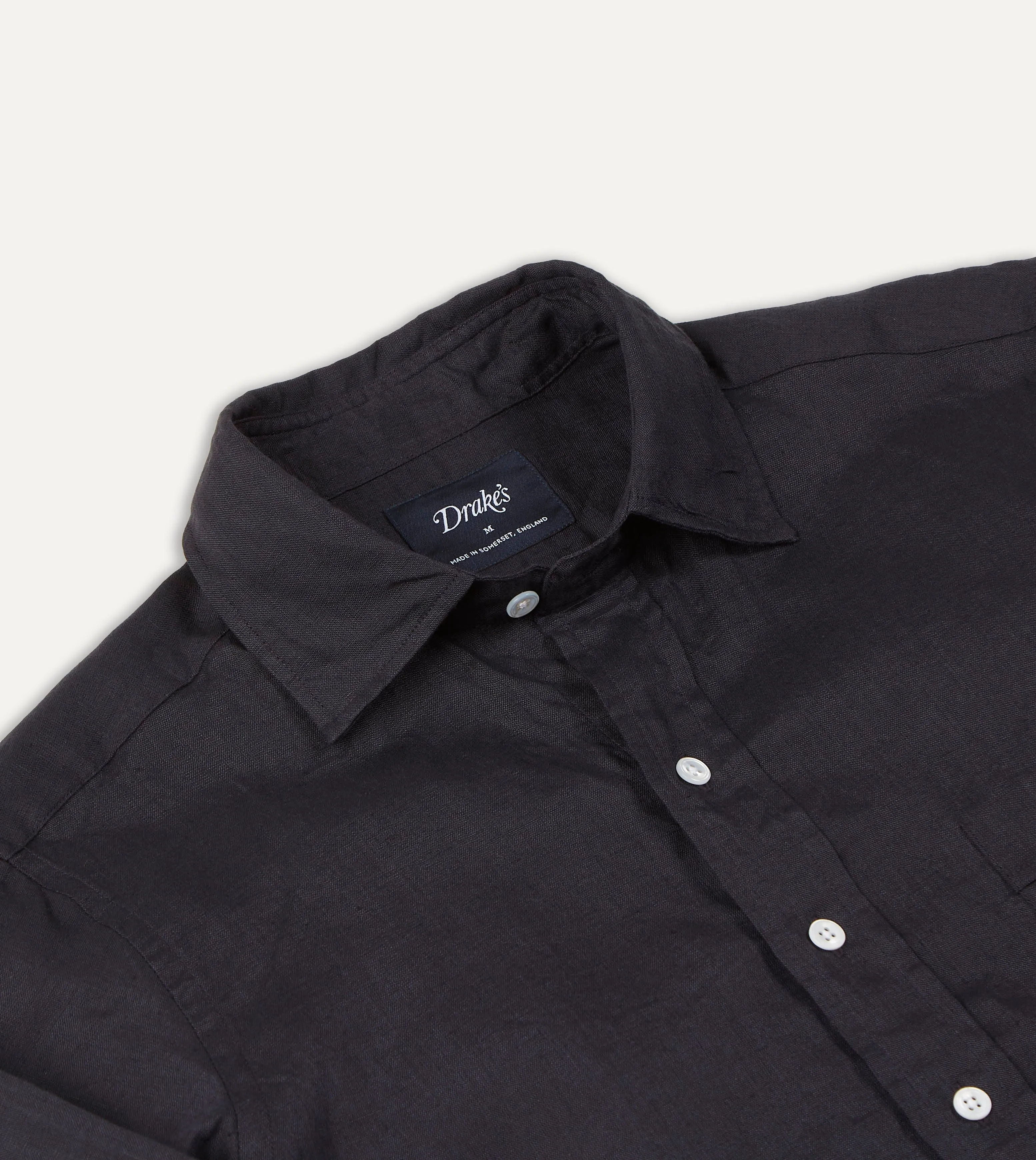 Dark Navy Linen Spread Collar Shirt Summer Style Active Trend