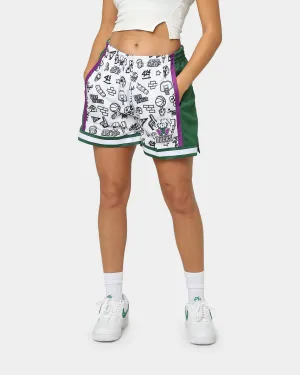 Mitchell & Ness Women's Milwaukee Bucks Doodle Shorts White Unisex Design Adaptive Fit