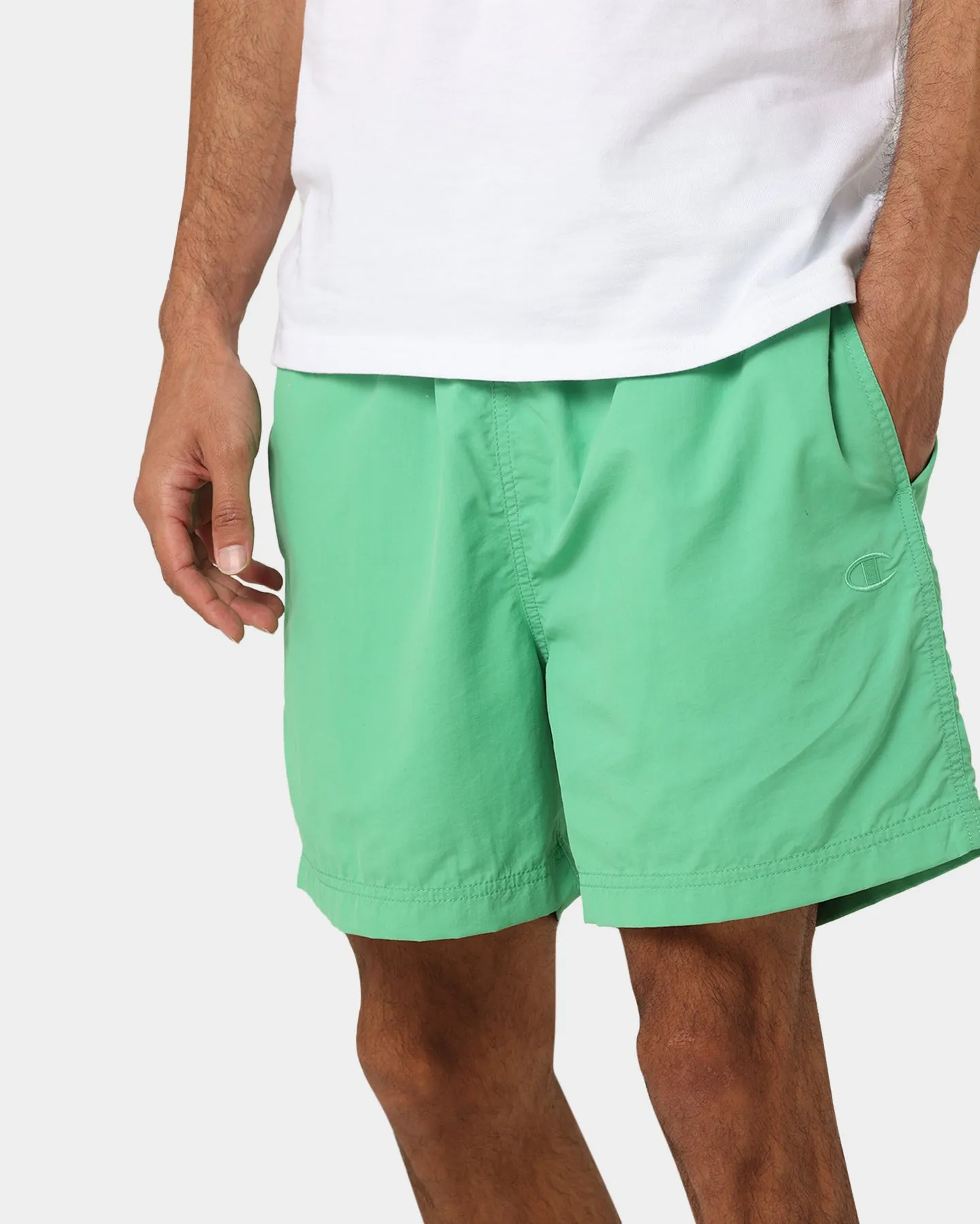 Relaxed Waist Champion Rebound Nylon Shorts Green Crisp