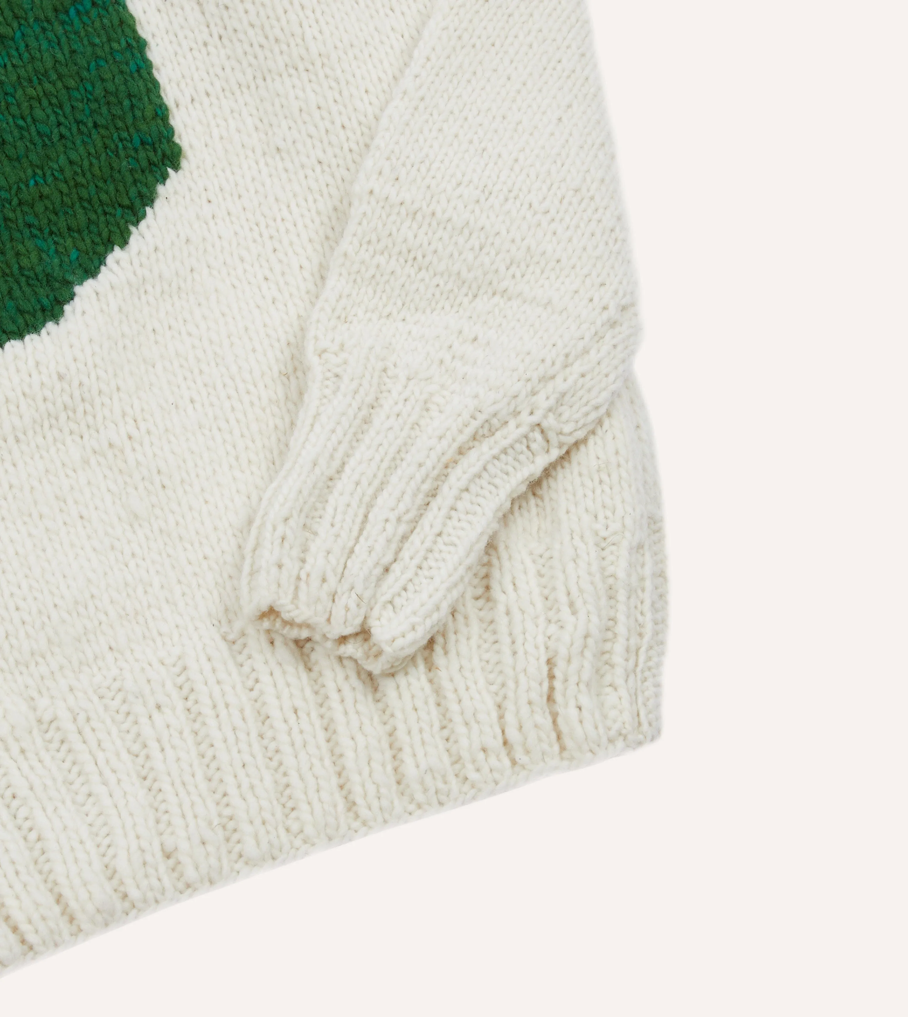 Chamula for Drake's Ecru Avocado Merino Jumper Off Duty