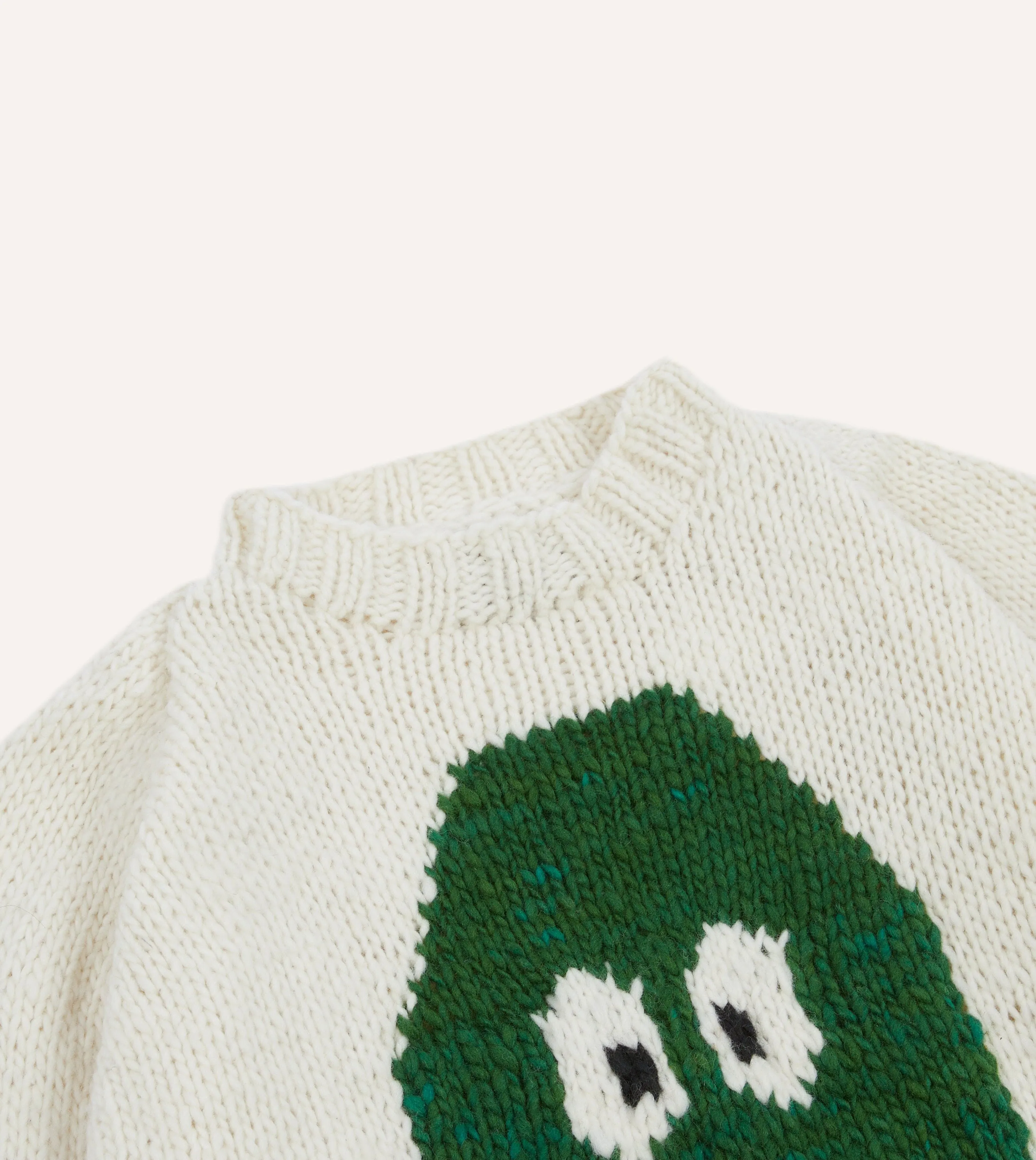 Chamula for Drake's Ecru Avocado Merino Jumper Understated Charm