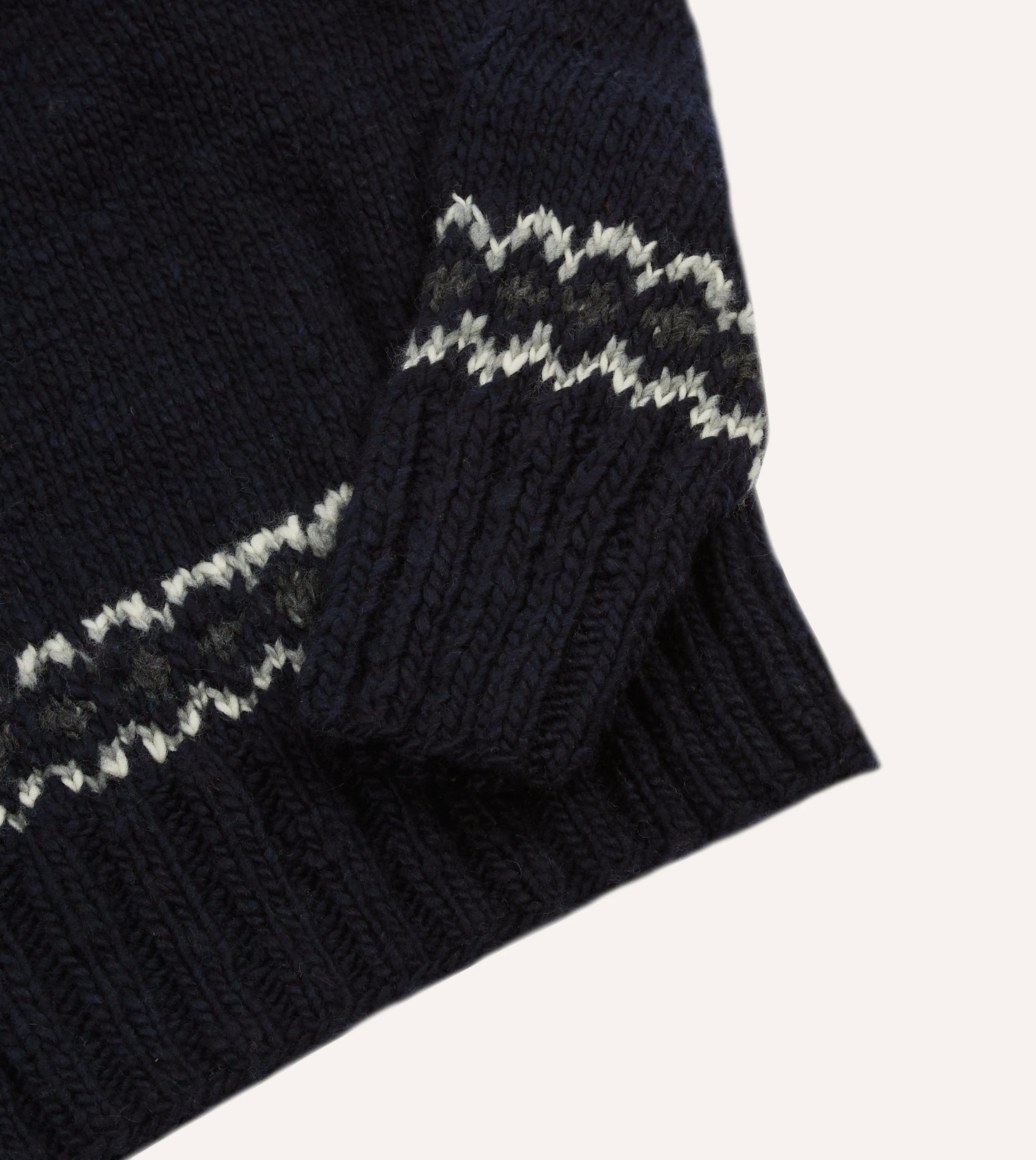 Chamula for Drake's Navy and Red Fairisle Merino Jumper MicrofiberBlend Texture