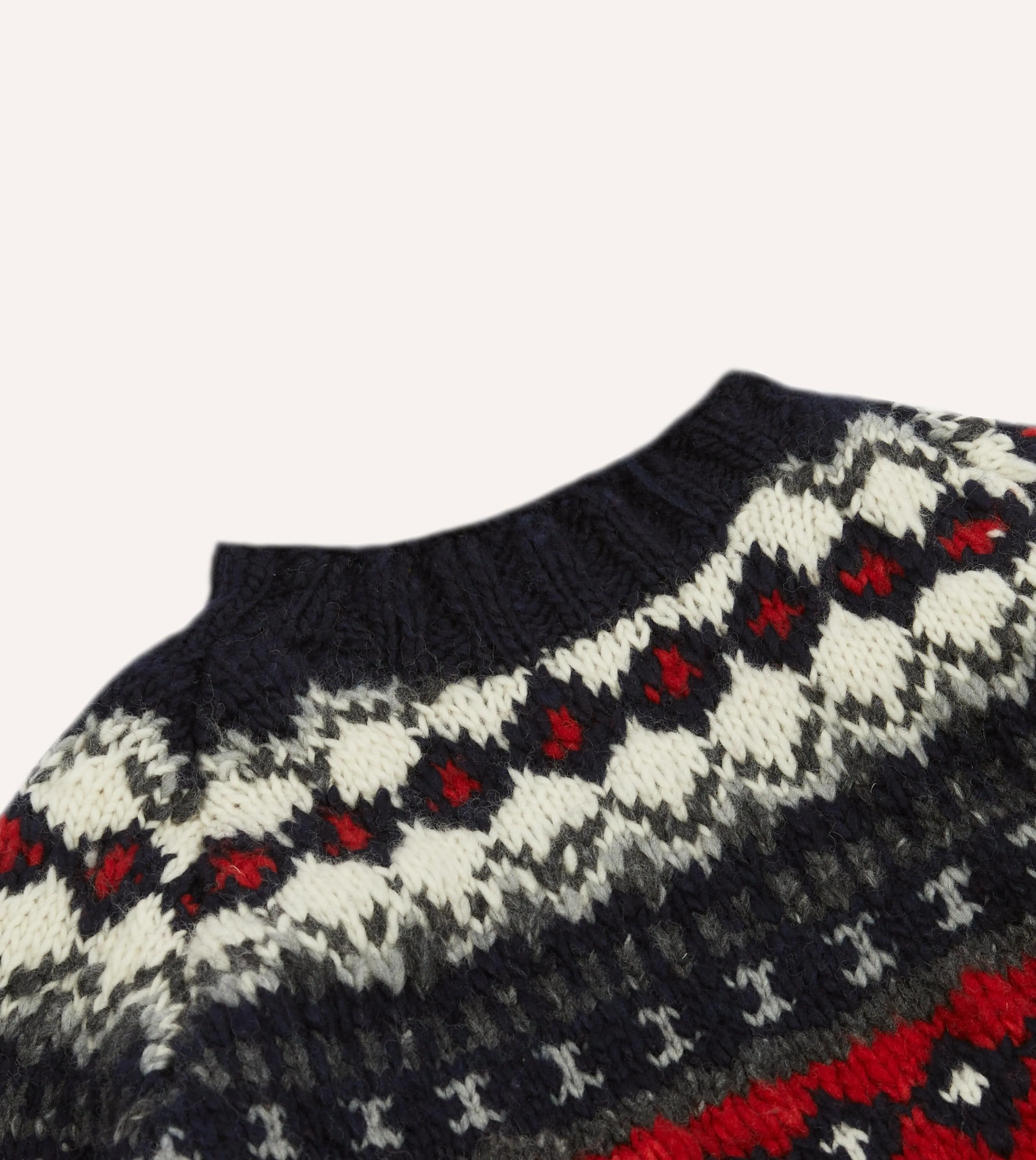 Home Casual Chamula for Drake's Navy and Red Fairisle Merino Jumper