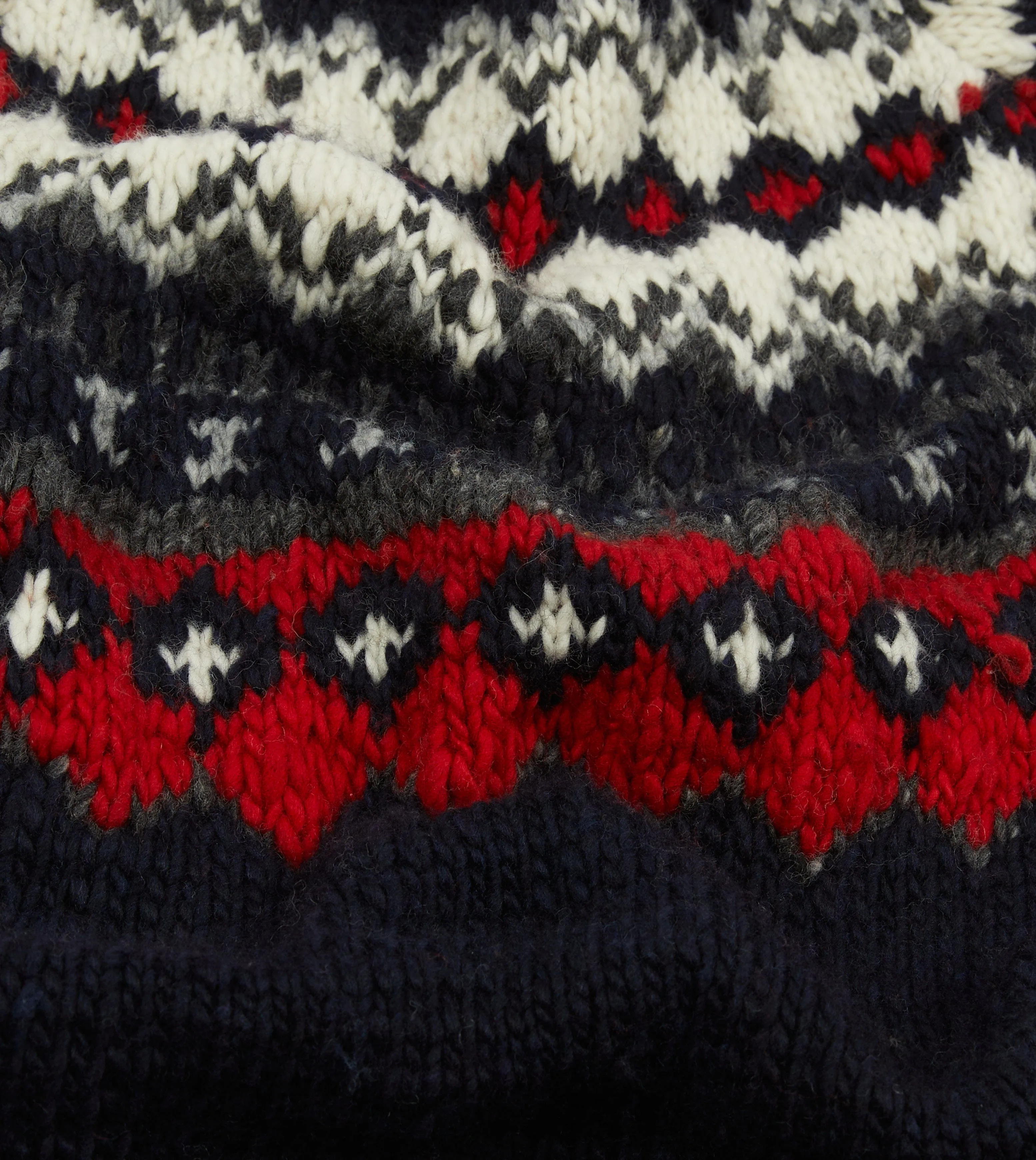 Versatile Casual Look Chamula for Drake's Navy and Red Fairisle Merino Jumper
