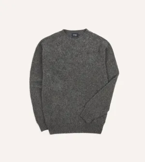 Charcoal Brushed Shetland Crew Neck Jumper Crewneck Style