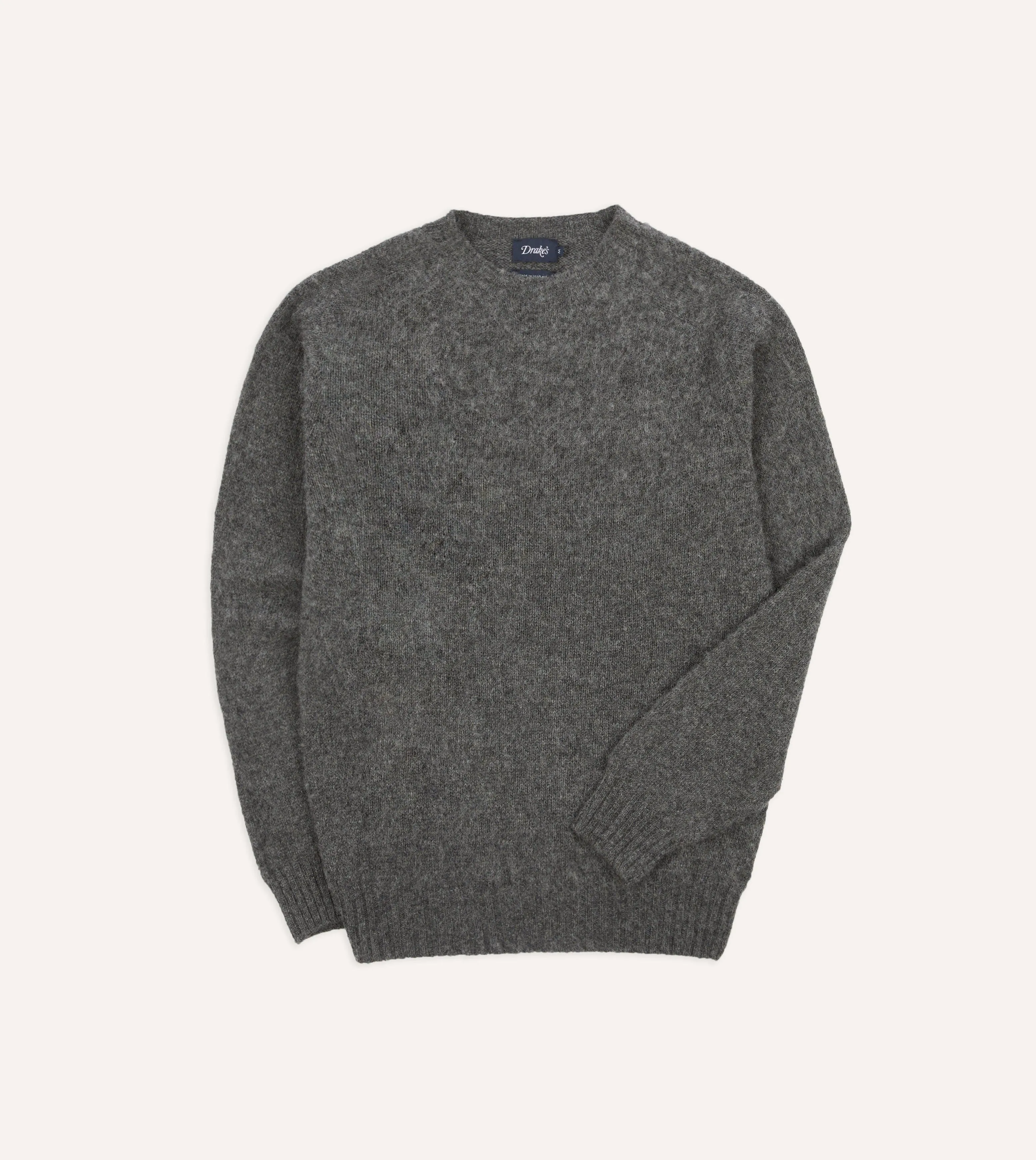 Charcoal Brushed Shetland Crew Neck Jumper Crewneck Style
