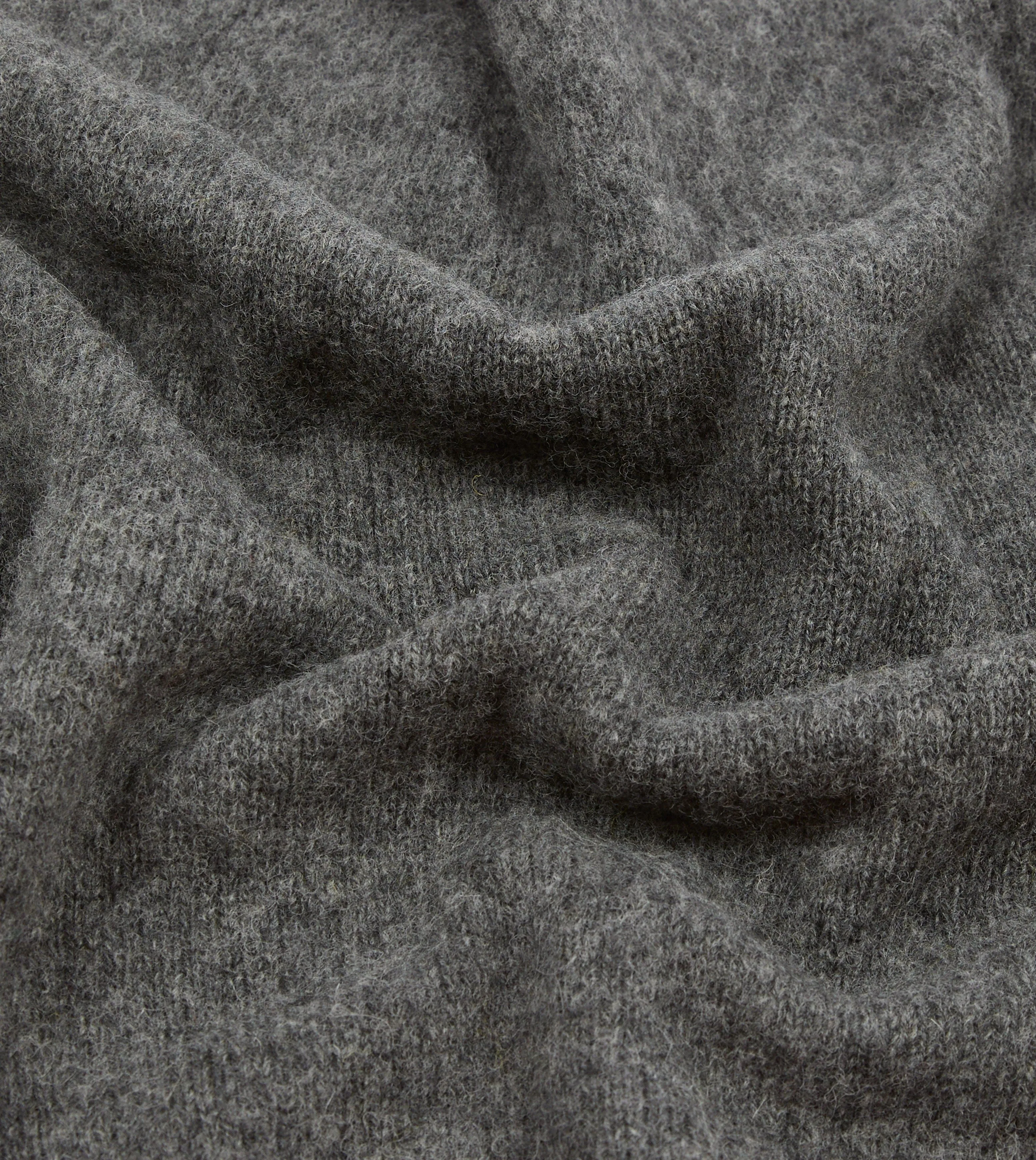 Charcoal Brushed Shetland Crew Neck Jumper Hypoallergenic Yarn Ready To Go