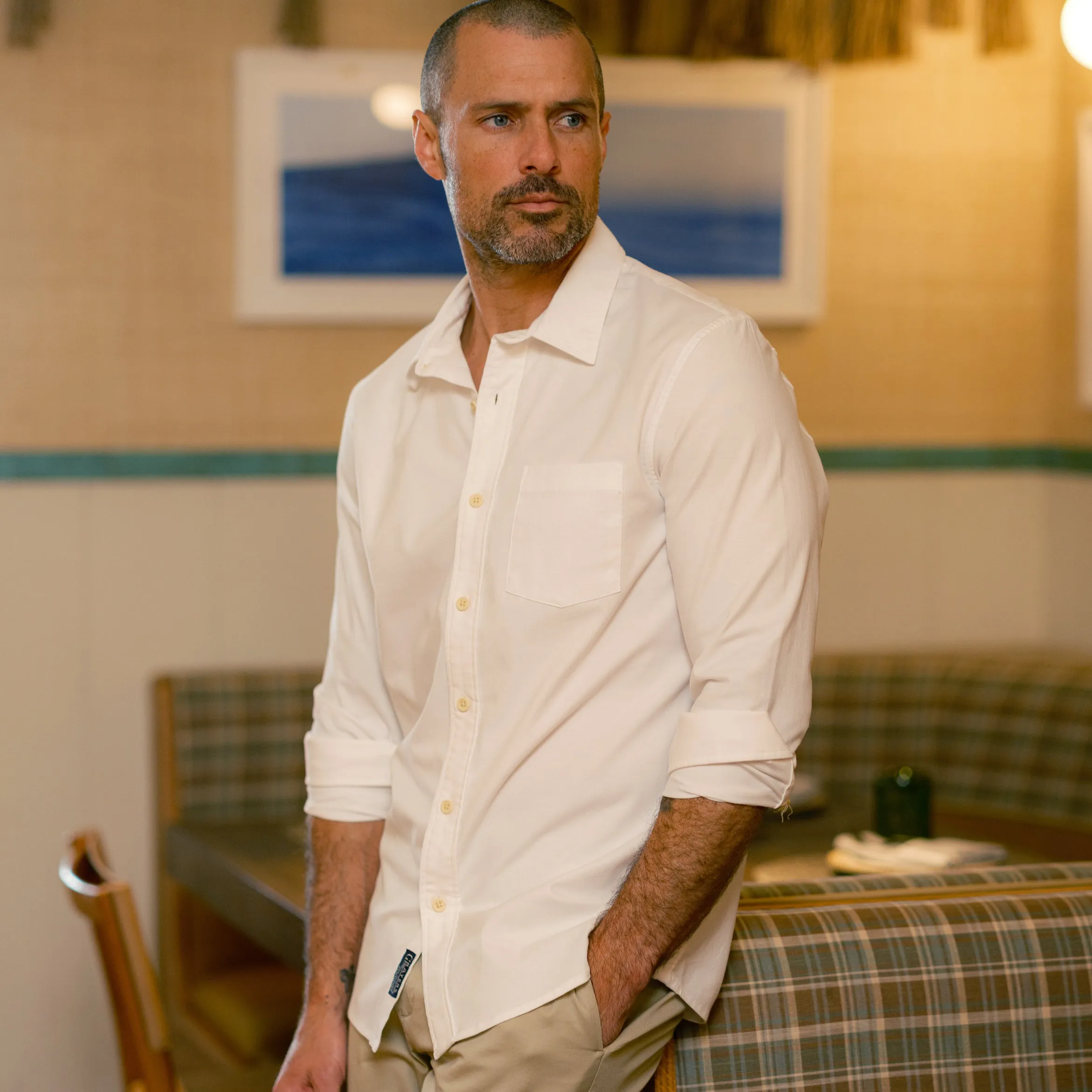 Breathable Design Wear Daily Favorite Charles Stretch Oxford Shirt - White