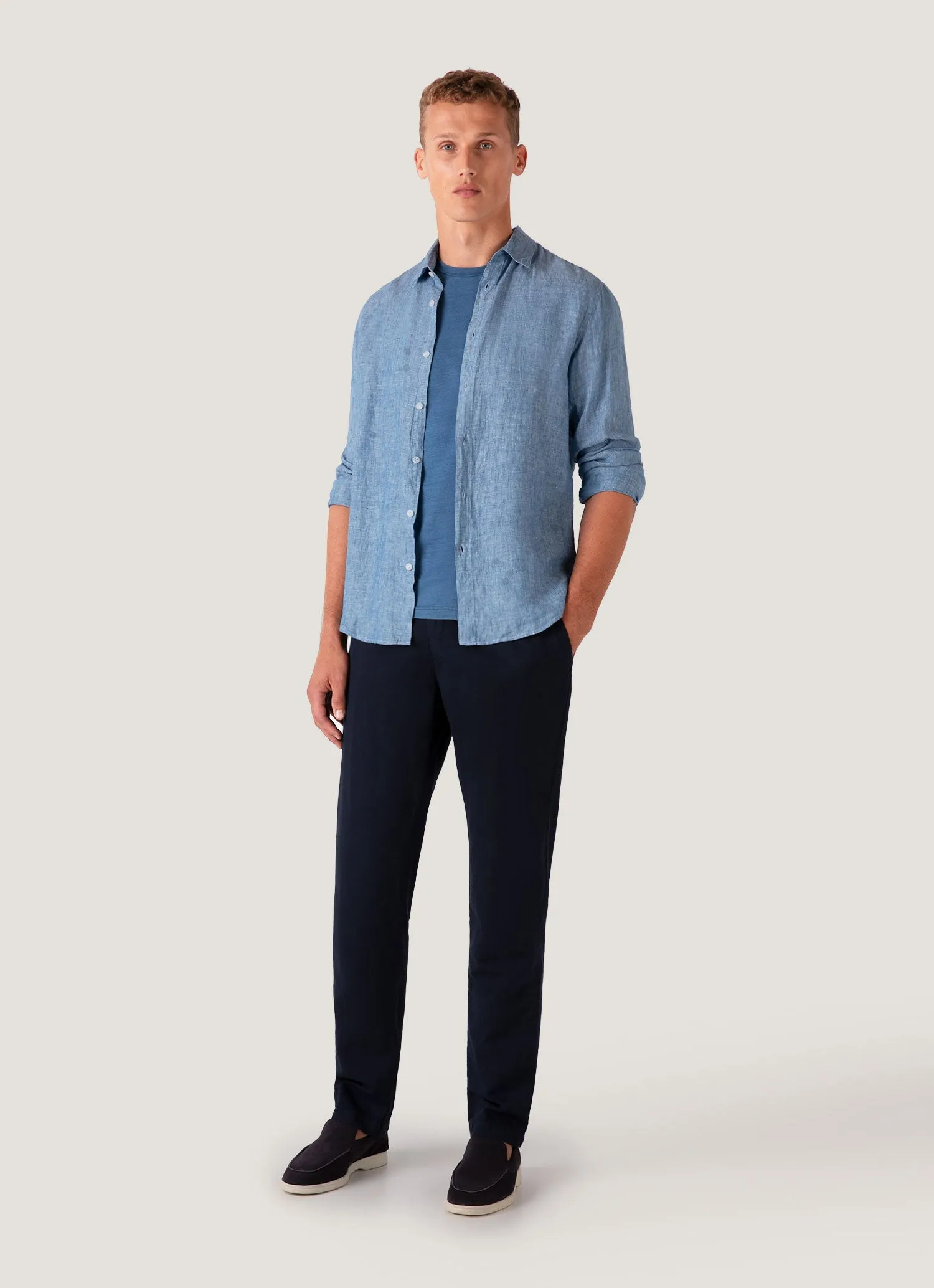 Men's Riviera Midweight T-shirt in Mid Indigo Wash Organic Cotton