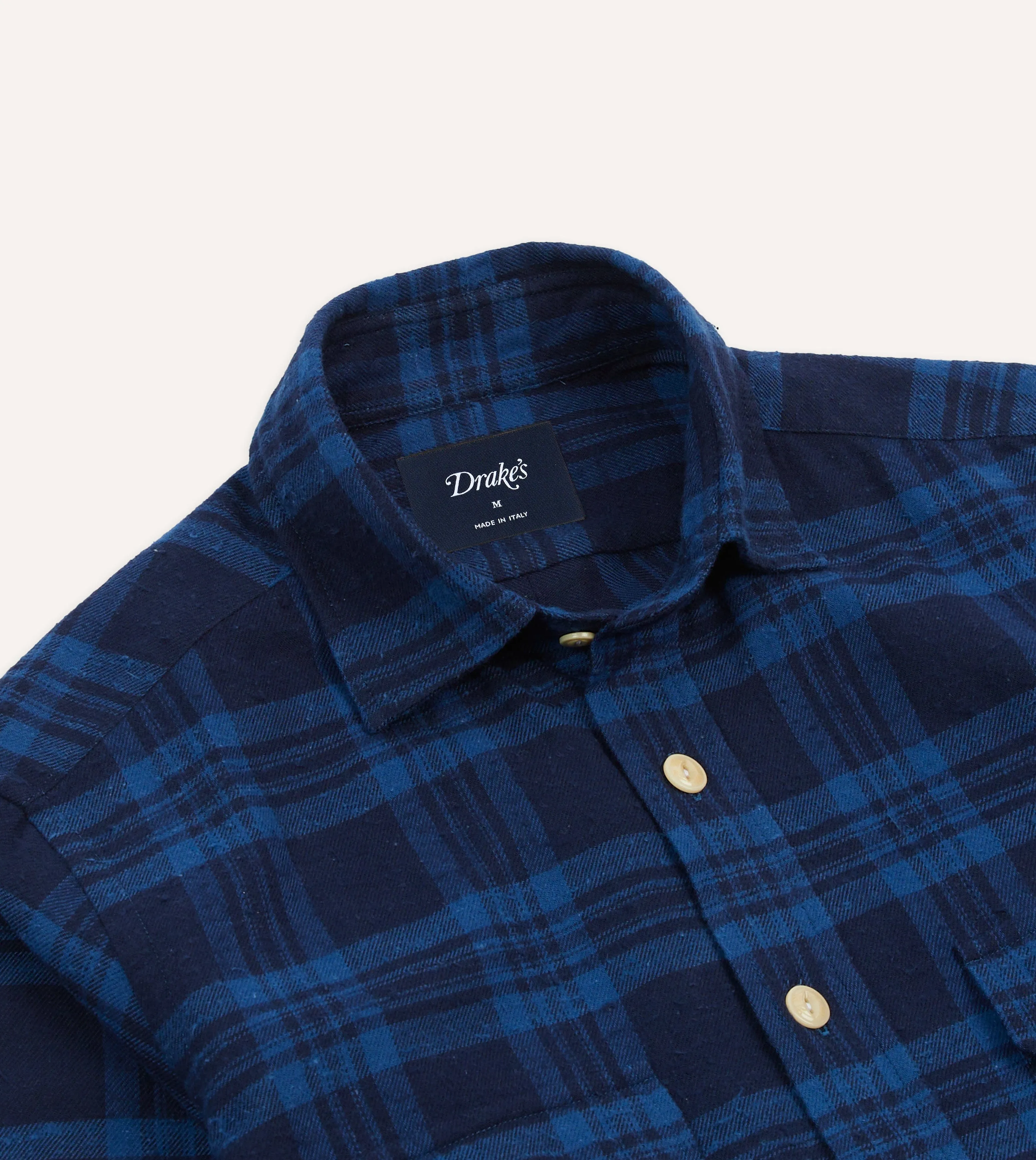 Outdoor Trend Look Navy Check Brushed Cotton Two-Pocket Work Shirt