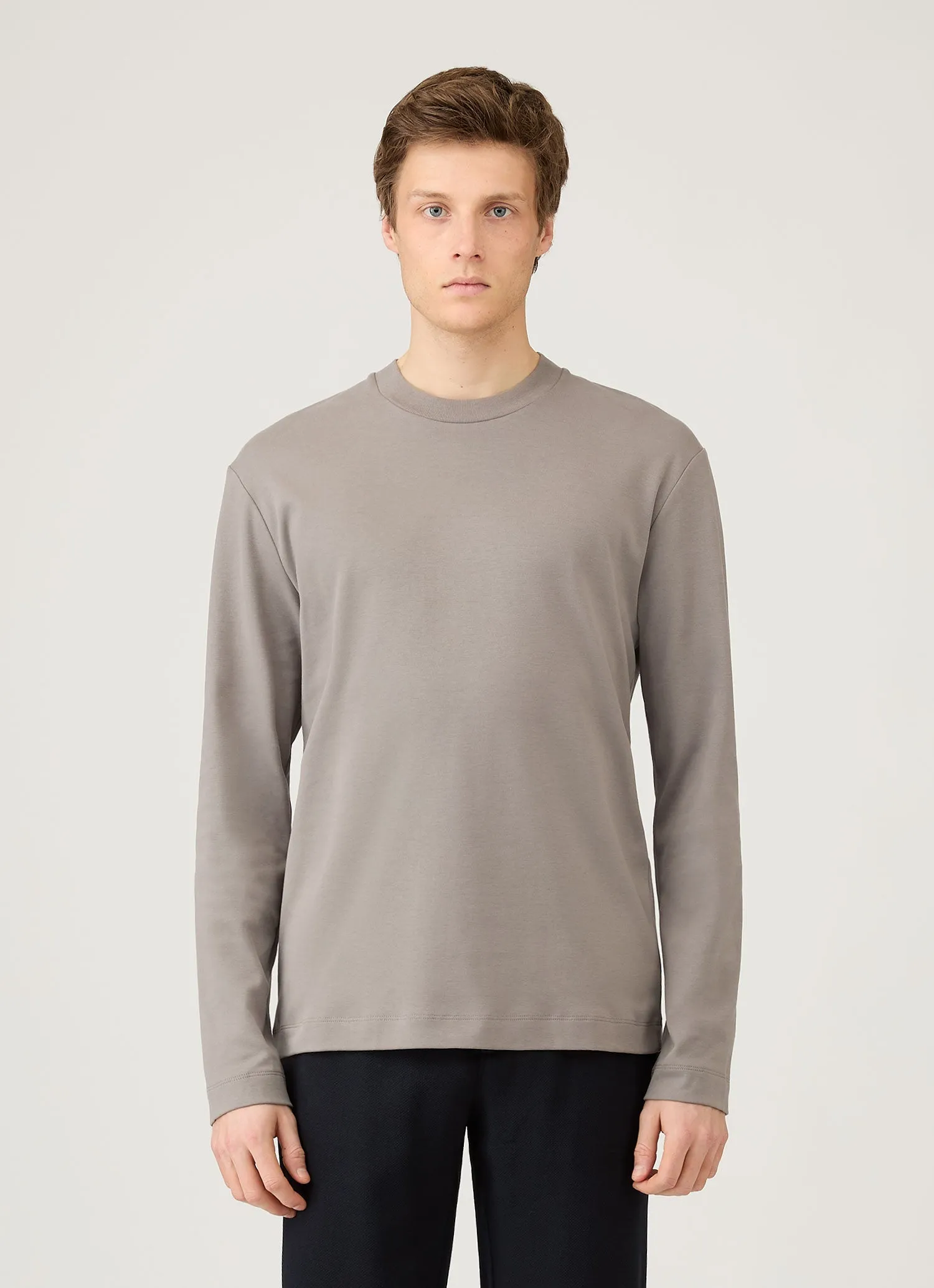 Men's Long Sleeve Heavyweight T-shirt in Iron Grey Printed Logo Performance Wear