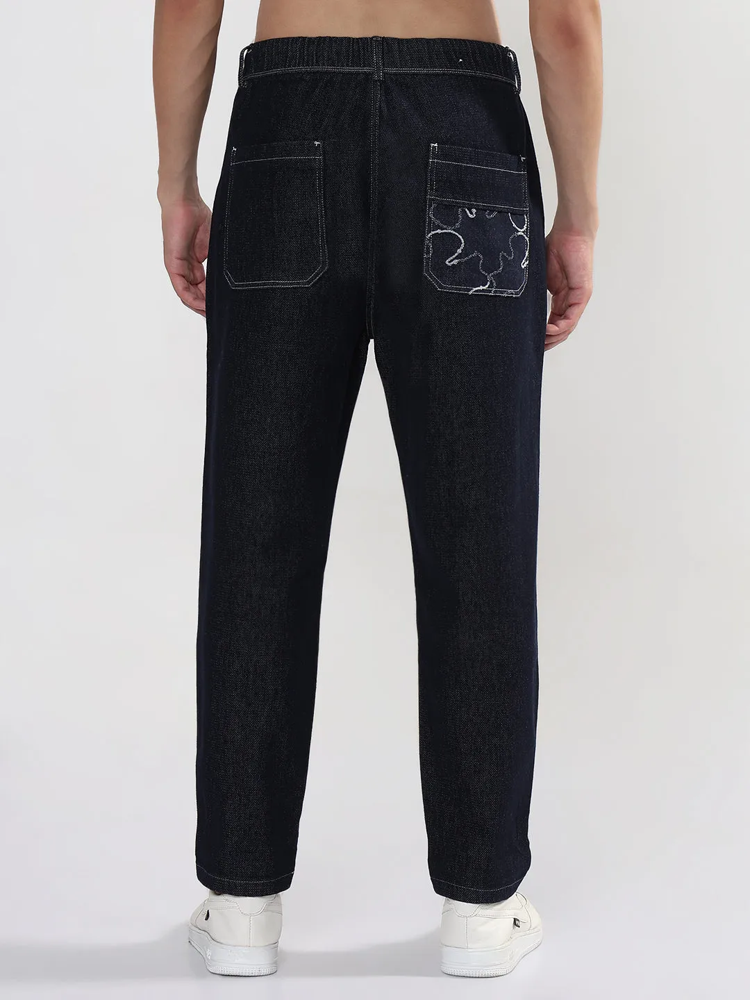 Men's Navy Blue Straight Fit Jeans Popular Staple