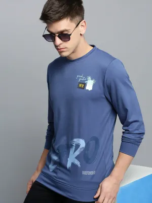 Men's Blue Printed Round Neck Sweatshirt product buckle functionality product label information