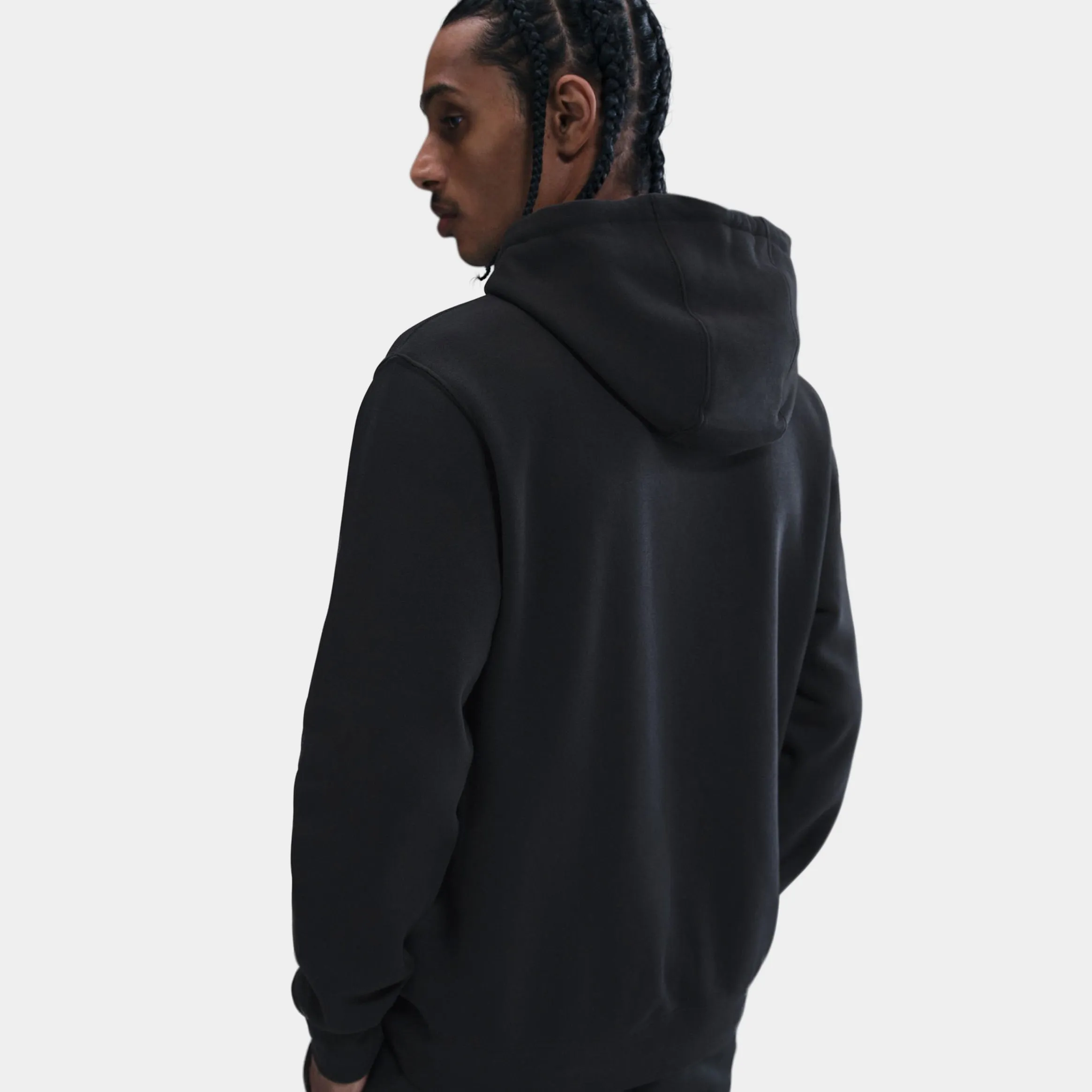 Club Pullover Fleece Mens Hoodie (Black/Black/White) product mesh lining breathability