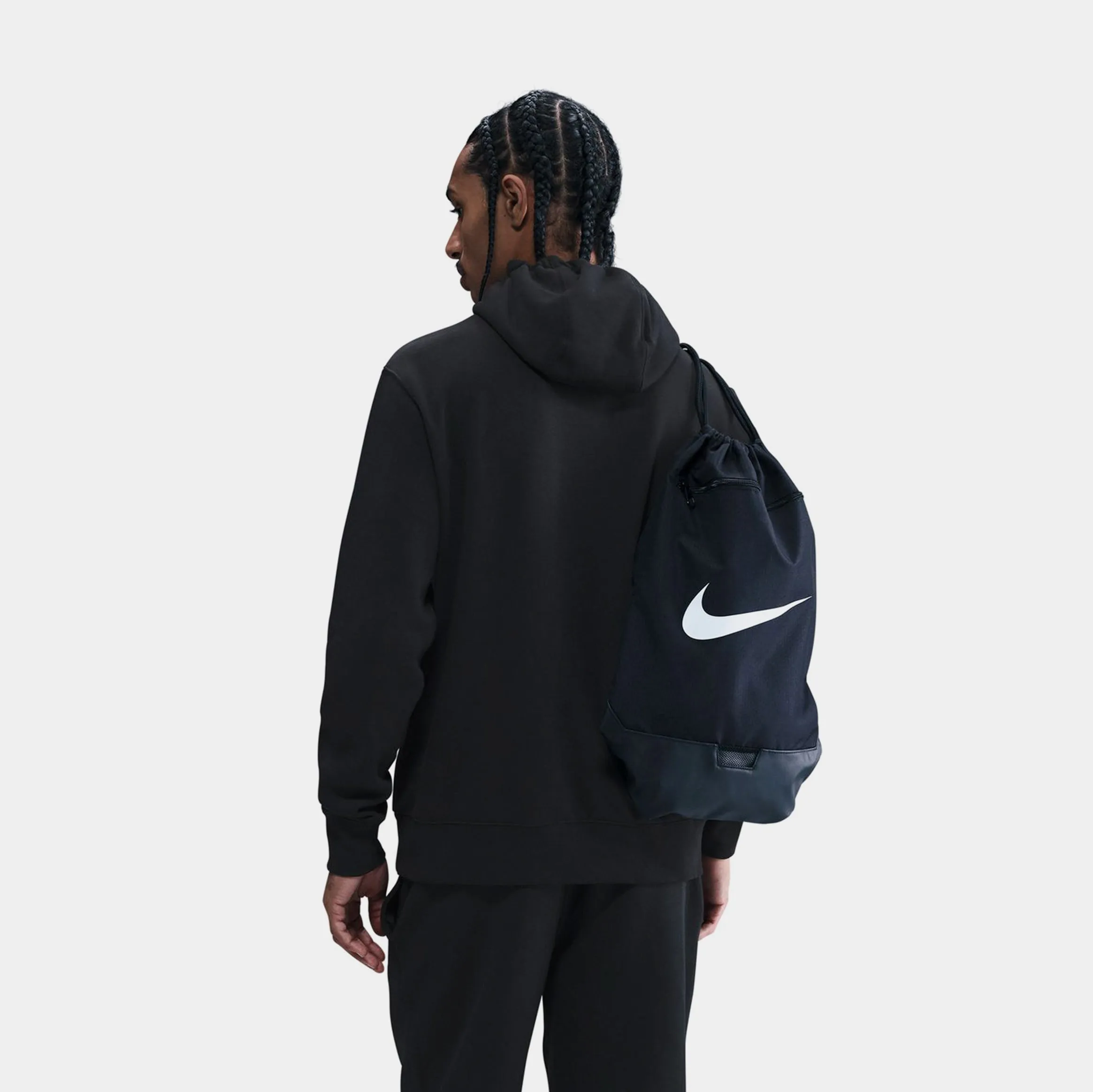 Club Pullover Fleece Mens Hoodie (Black/Black/White) Easy to Carry Weekend Sporty