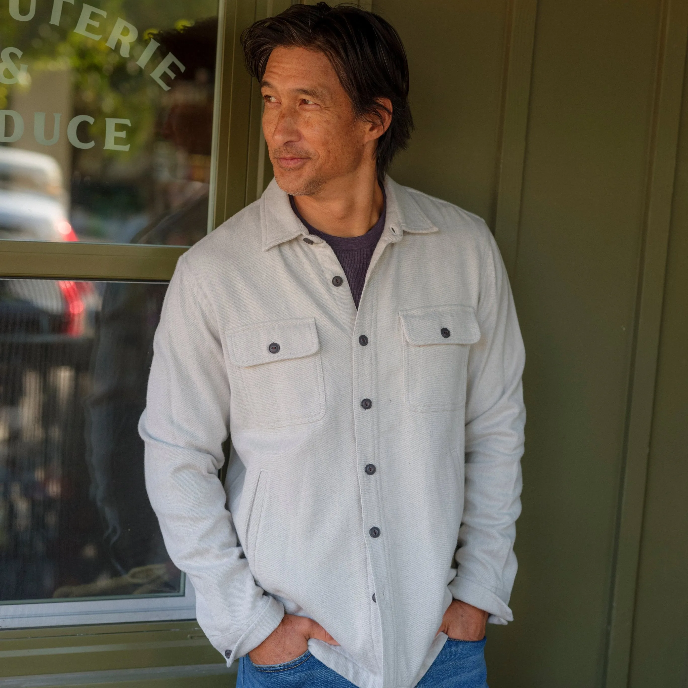 Quick Release Fasteners Flannel Twill Shirt Jacket - Glacier Gray