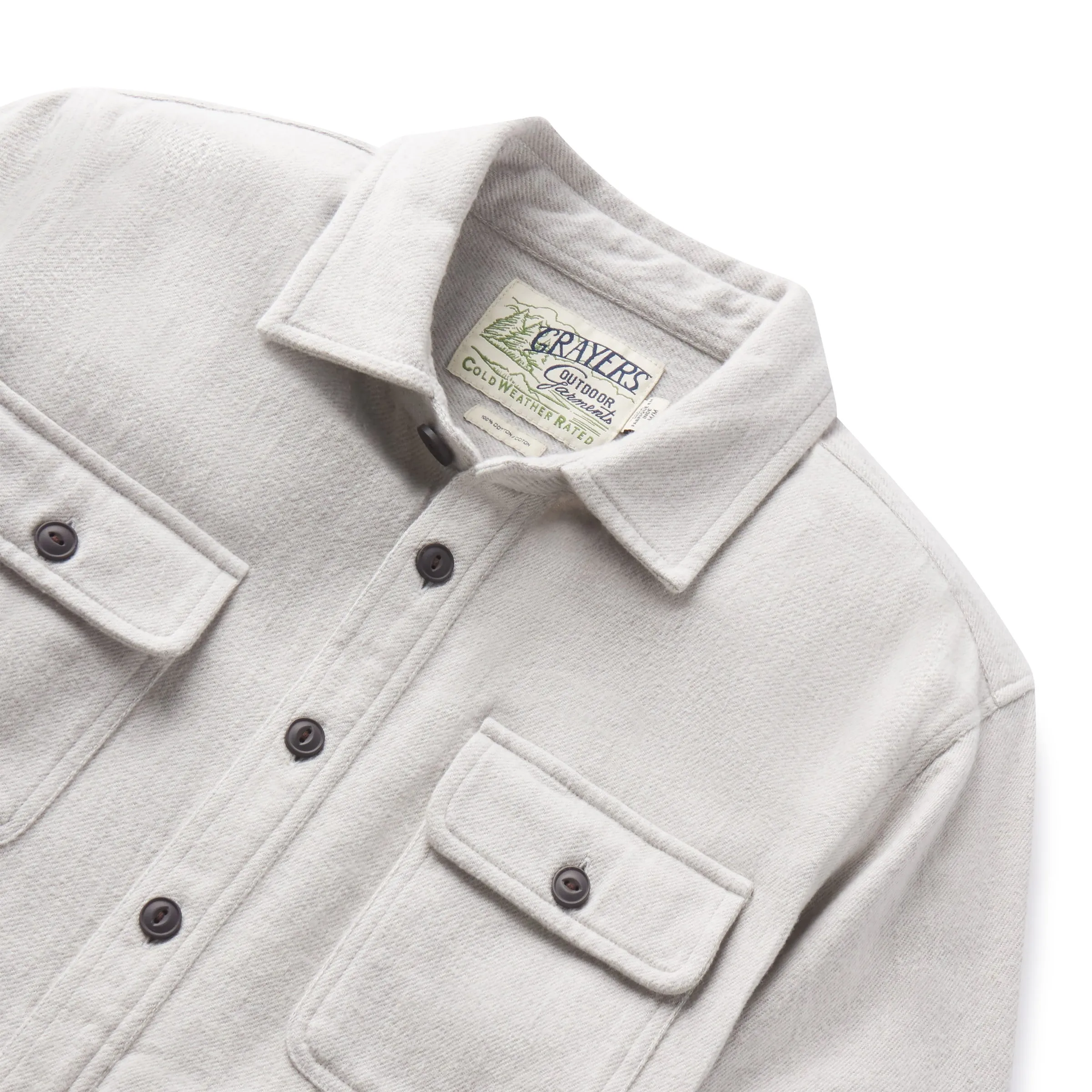 Flannel Twill Shirt Jacket - Glacier Gray AdjustableHood
