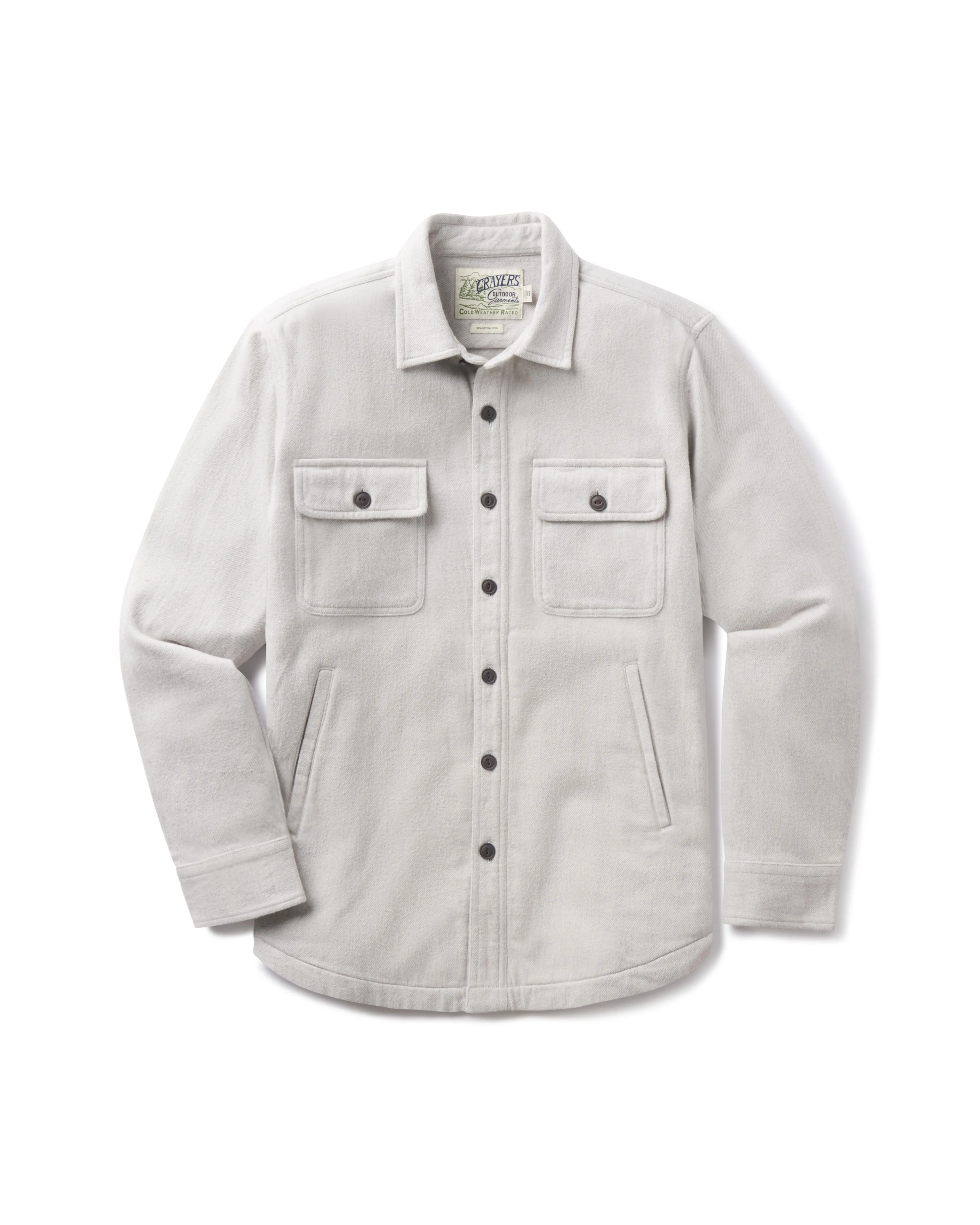 Lightweight insulation Fleece Lined Interior Flannel Twill Shirt Jacket - Glacier Gray