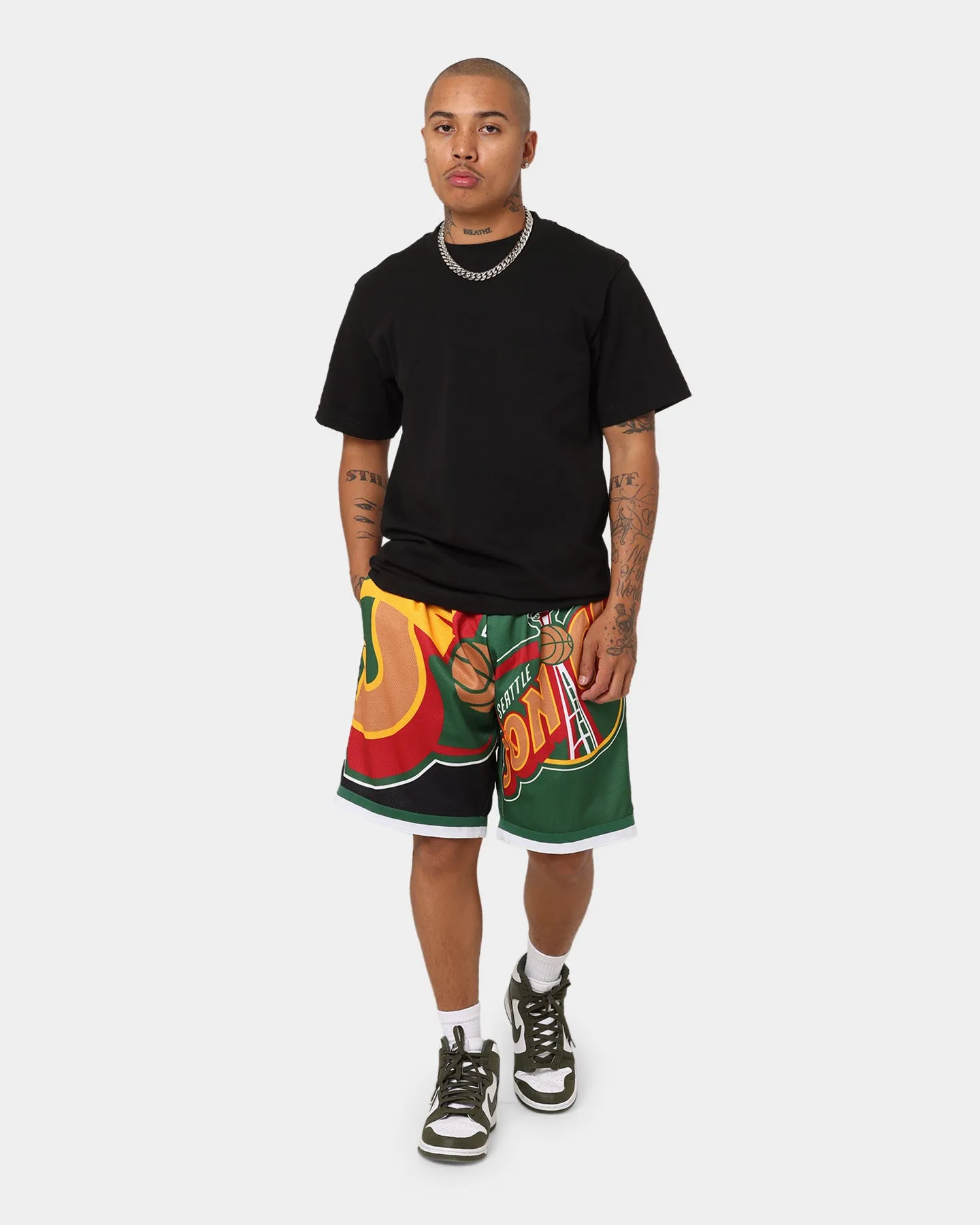 Value for Money shrink-resistant Mitchell & Ness Seattle Supersonics Big Face Shorts 5.0 Black