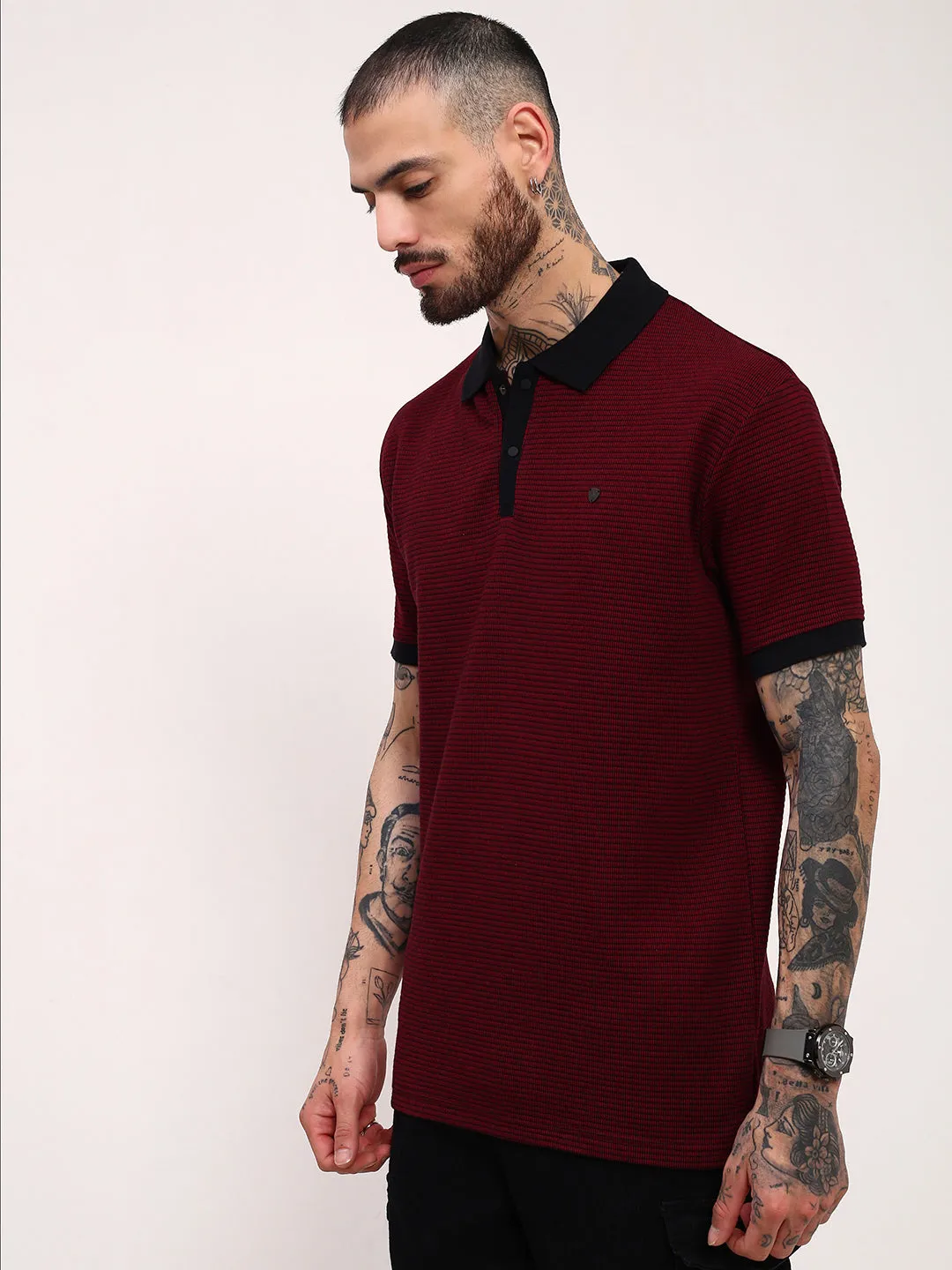 Men's Maroon Solid T-Shirt product thermal lining insulation
