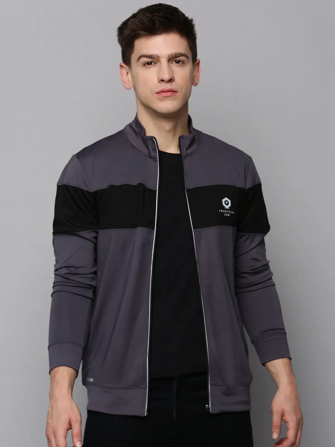 Work Wear product selection Men's Grey Colour blocked Mock Collar Sweatshirt