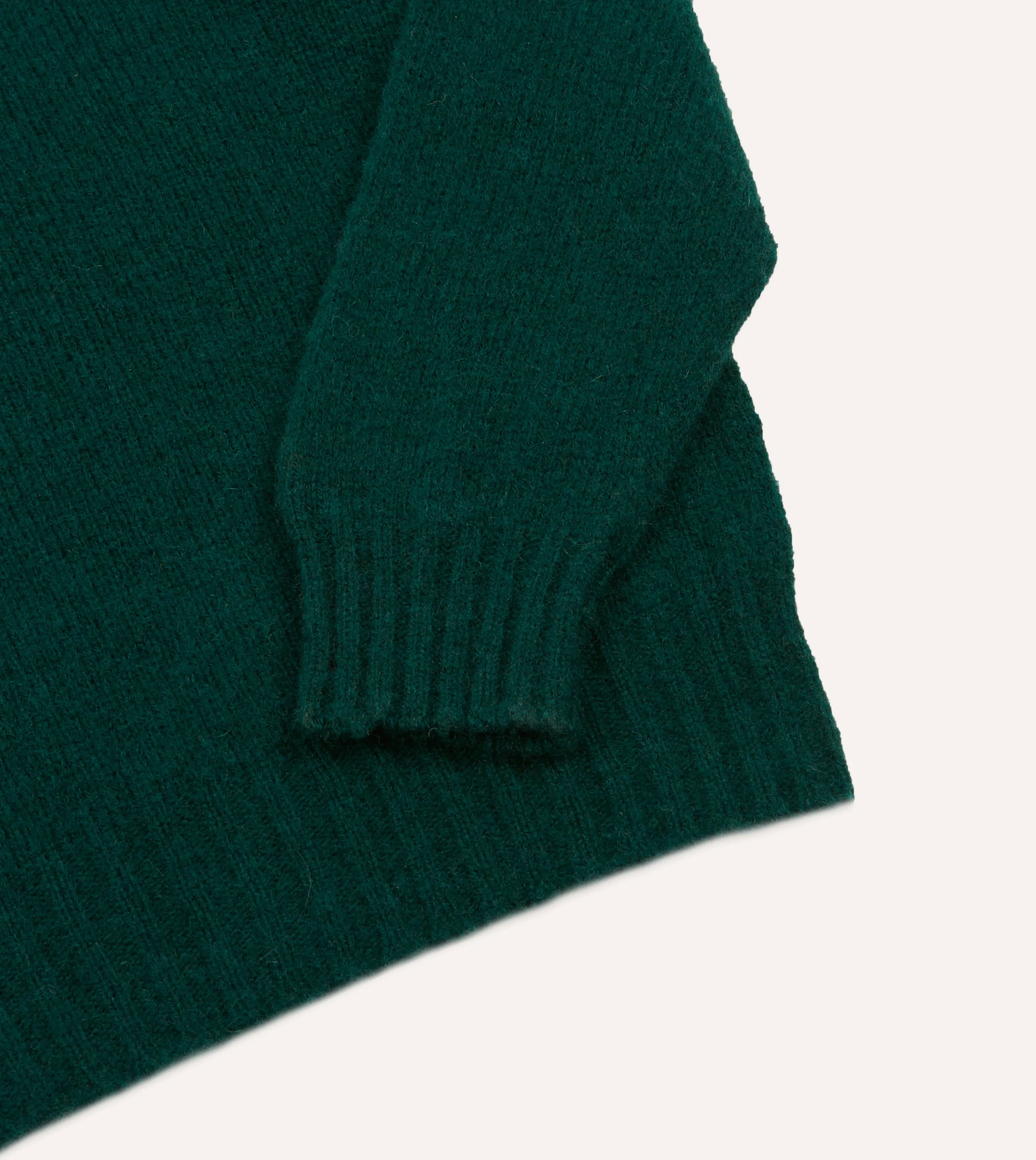 Green Brushed Shetland Mock Neck Jumper Breezy Day NoSnag Surface