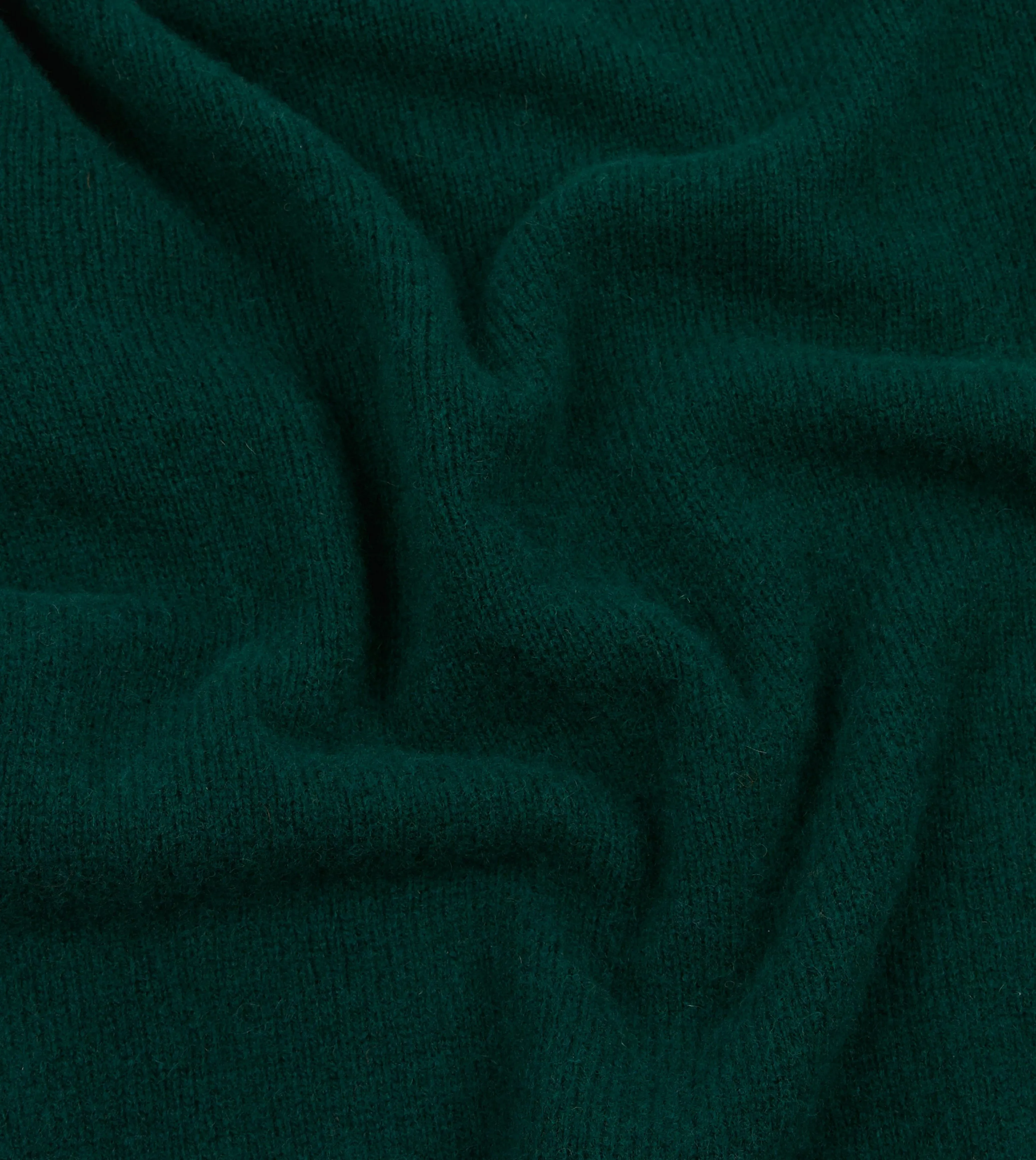 ShrinkResistant Weave Green Brushed Shetland Mock Neck Jumper