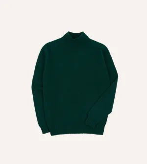 Non Restrictive Ultra Soft Yarn Green Brushed Shetland Mock Neck Jumper