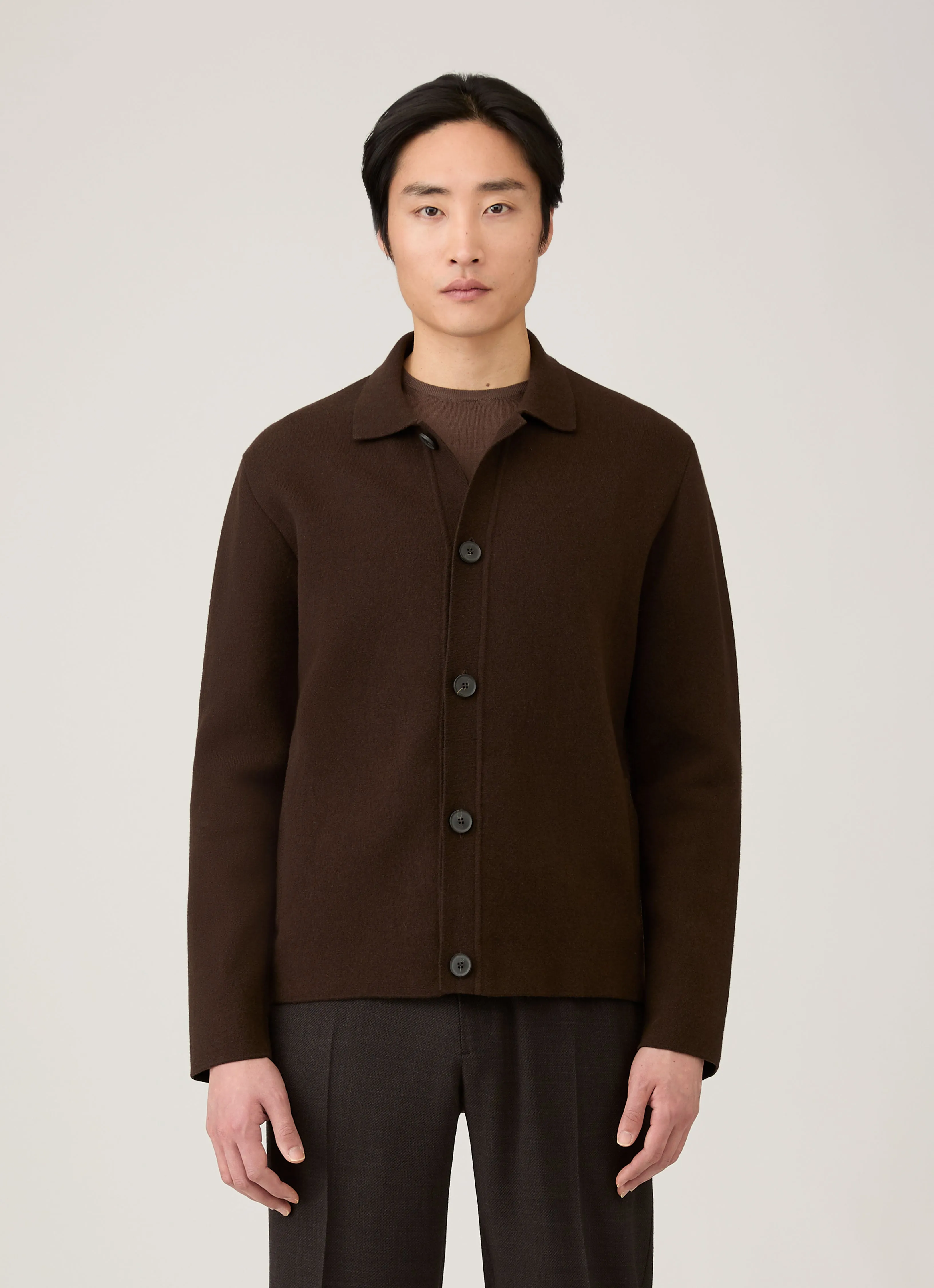 SheerWeight Knit LowImpact Dye Men's Double Faced Jacket in Truffle