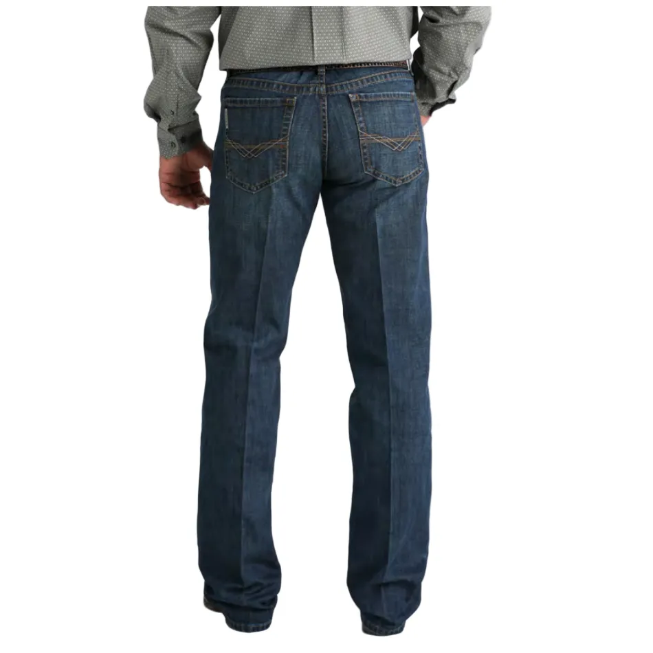 Cinch Men's Grant Relaxed Fit Bootcut Jean in Dark Stonewash Brushed Interior