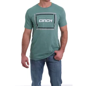 Relax Trend Soft Layering Cinch Men's Heather Green Screen Print T-Shirt