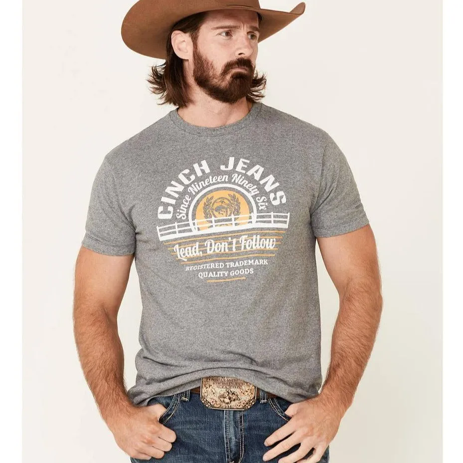 Cinch Men's Heather Grey Jersey T-Shirt Fresh Trend