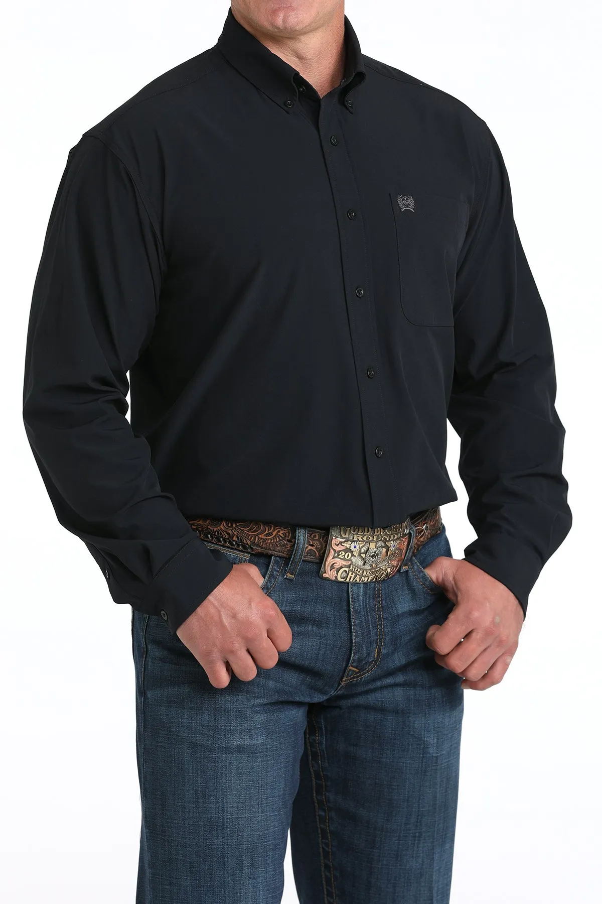 Anti Odor Technology Cinch Men's L/S Classic Fit Arenaflex Button Up Western Shirt in Black