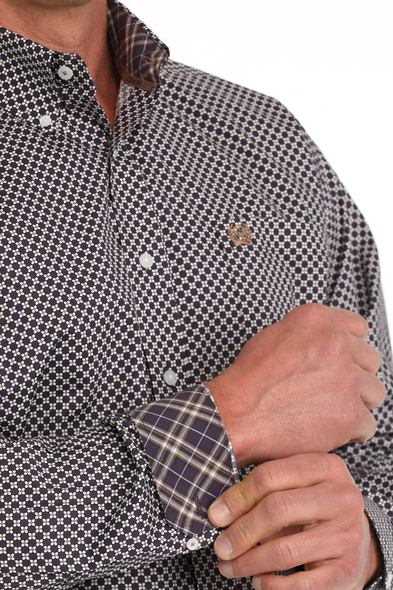 Cinch Men's L/S Classic Fit Floral Western Button Down Shirt in Purple Cozy Comfort Look
