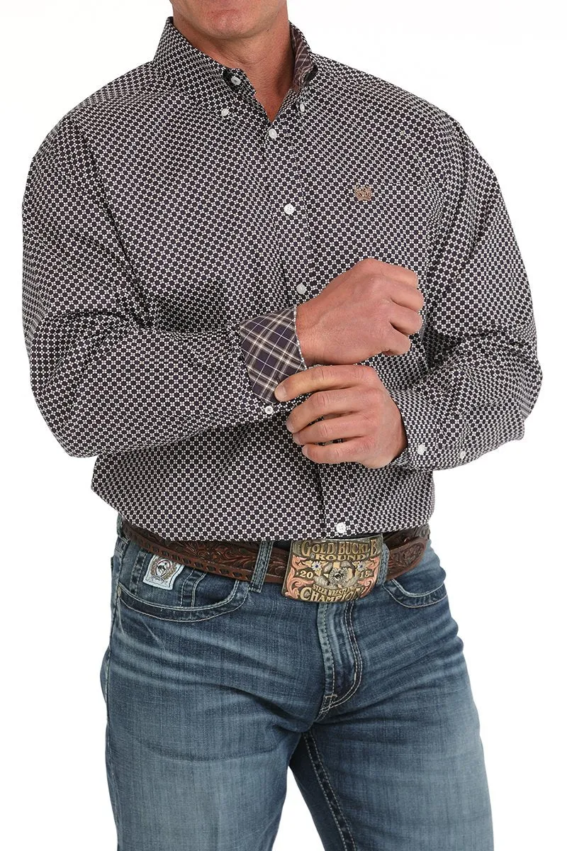 Fashionable Versatile Comfort Style Cinch Men's L/S Classic Fit Floral Western Button Down Shirt in Purple