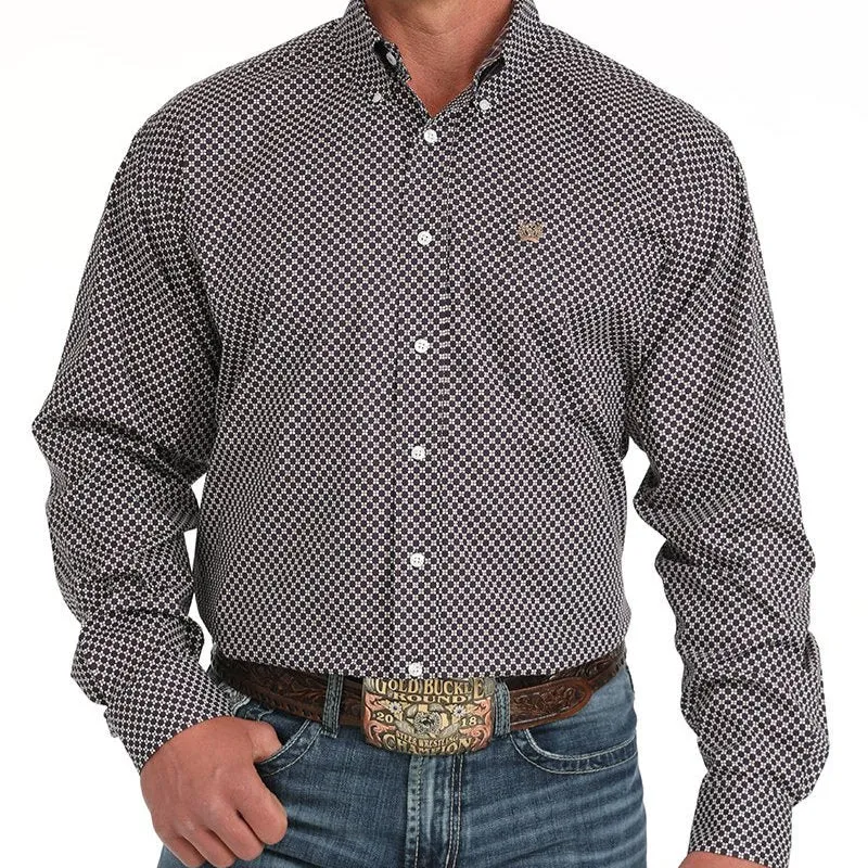 Holiday Outfit Cinch Men's L/S Classic Fit Floral Western Button Down Shirt in Purple