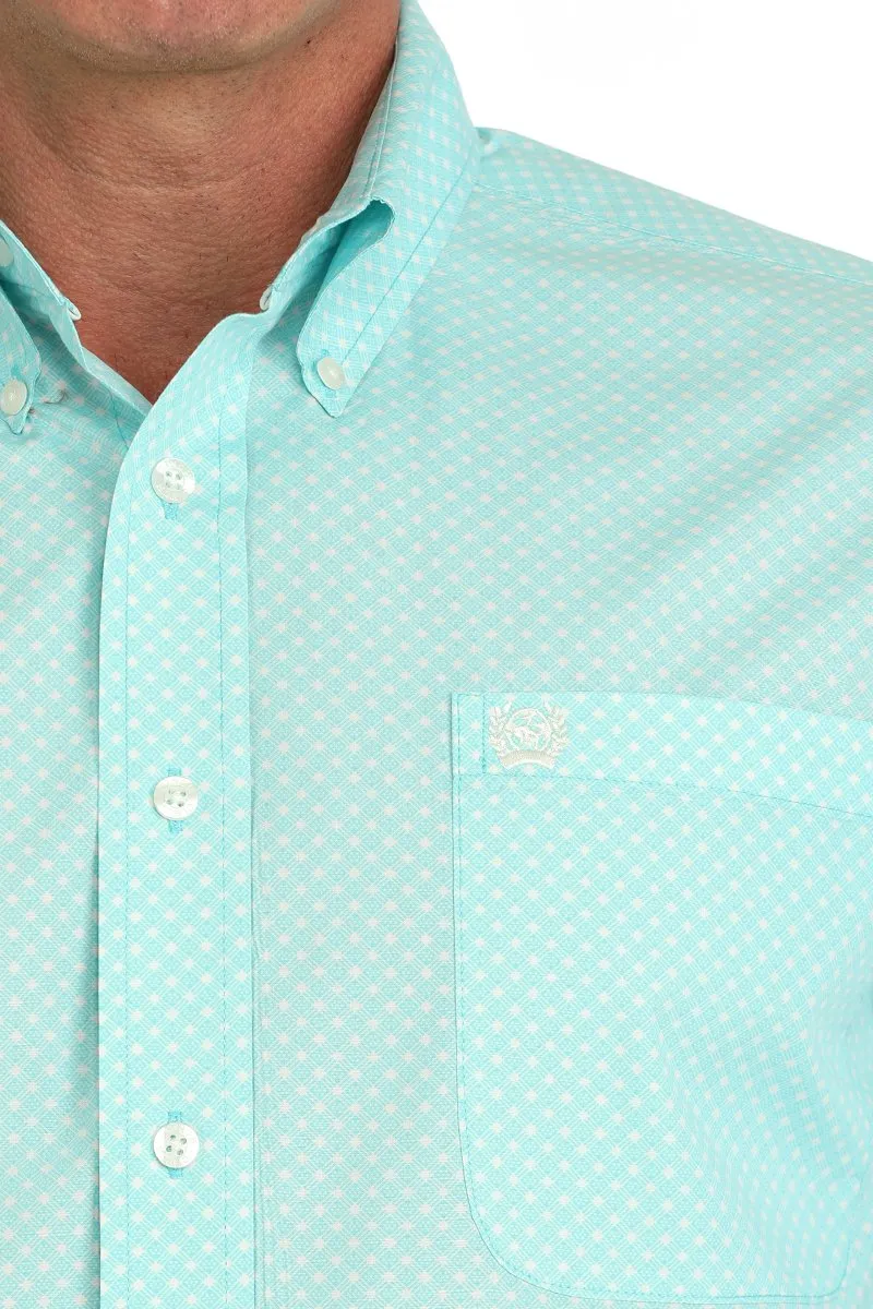 Streetwear Style Cozy Wear Cinch Men's L/S Classic Fit Geometric Western Button Down Shirt in Turquoise