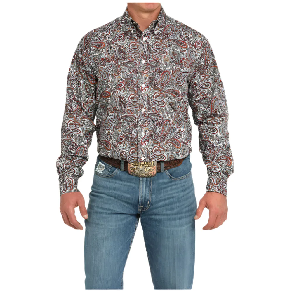 Layered Sleeve Water Based Ink Cinch Men's L/S Classic Fit Multicolor Paisley Western Button Down Shirt