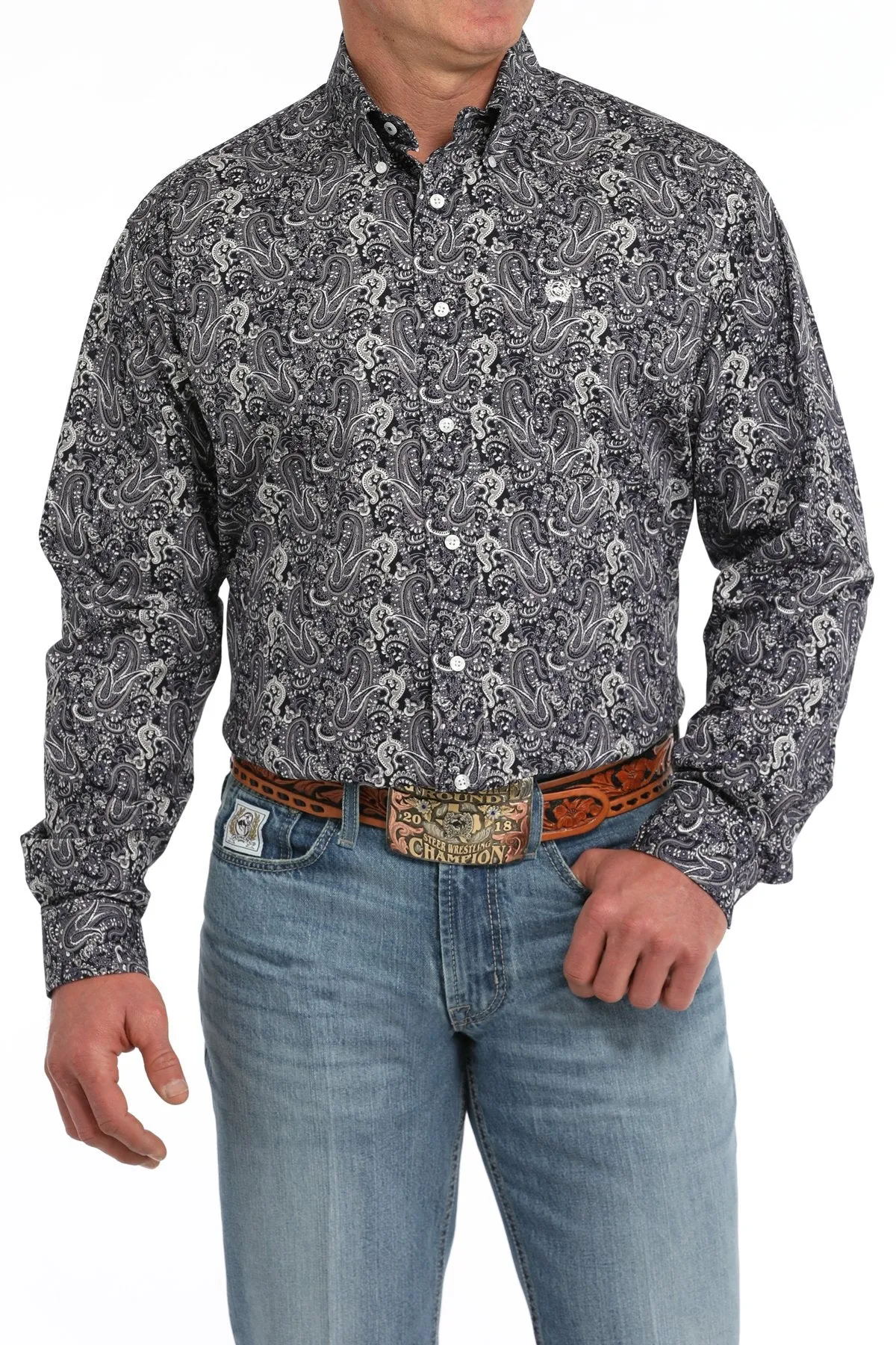Complementary Colors Cinch Men's L/S Classic Fit Paisley Western Button Down Shirt in Multi
