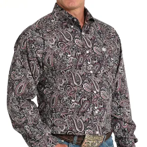WrinkleResistant Texture Versatile Layer Cinch Men's L/S Classic Fit Paisley Western Button Down Shirt in Purple